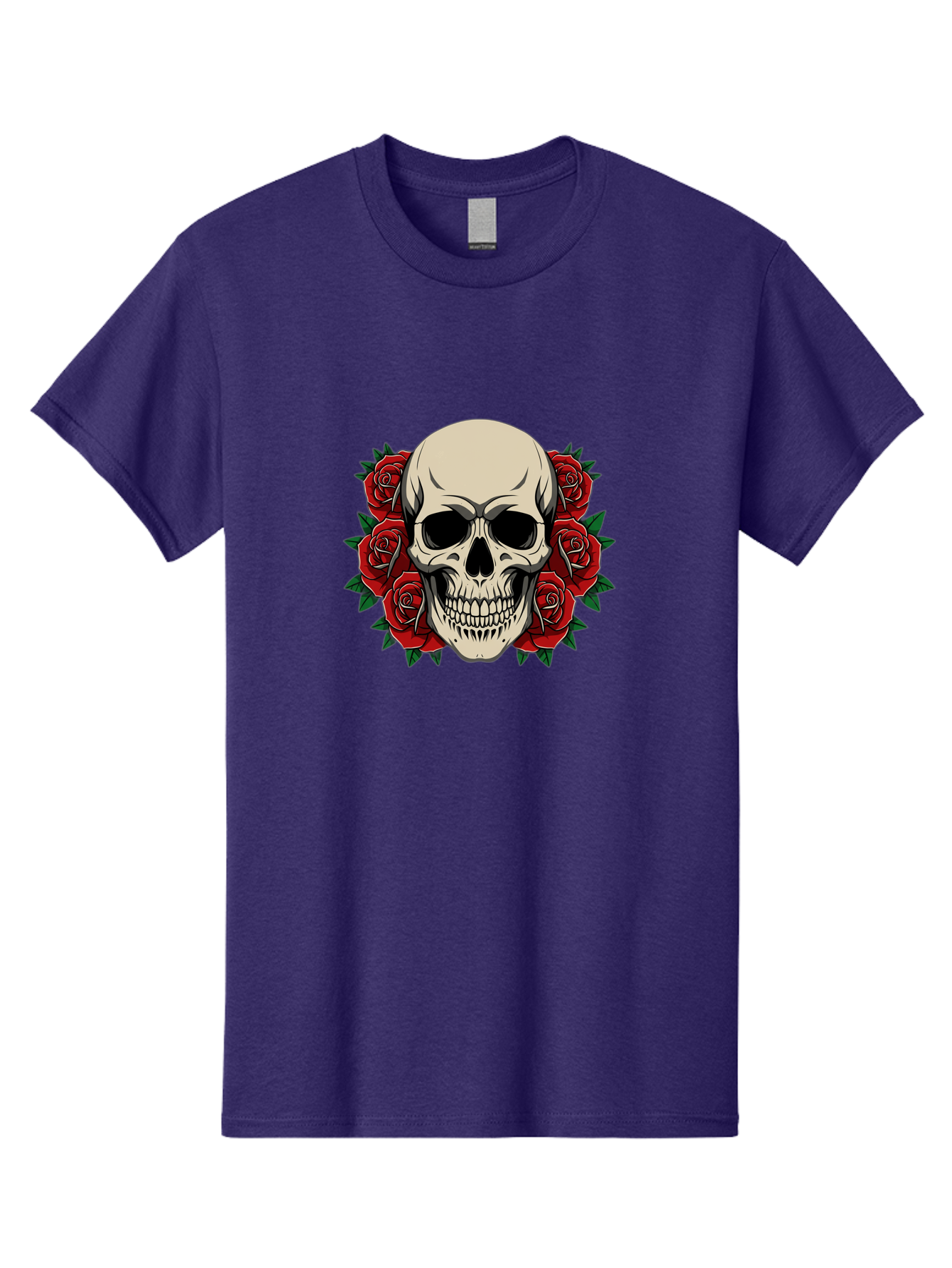 Skull-With-Roses Men'S Graphic Tee, 100% Cotton, Comfortable Casual Summer Wear, Machine Washable, Human Skull, Red Roses, Floral Skull, Gothic Art, Dark Symbolism, Skull Design, Tattoo Art, Gothic Roses Bad619 5