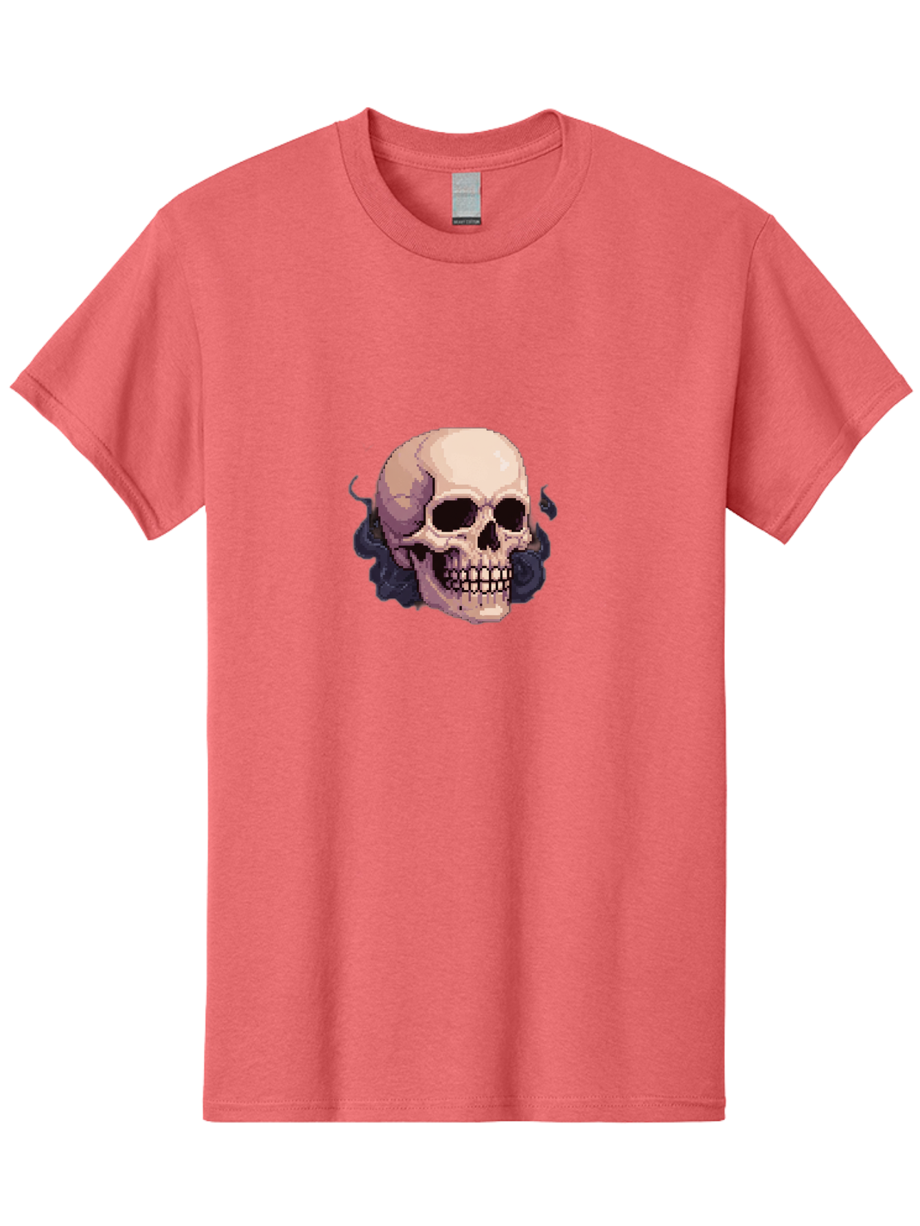 Skull-With-Tentacles Men'S Graphic Tee, 100% Cotton, Comfortable Casual Summer Wear, Machine Washable, Pixel Art Skull, Human Skull, Smoke Effects, Dark Magic, Mysterious, Gothic Style, Spooky Atmosphere, Eerie, Halloween Theme Bad621 13