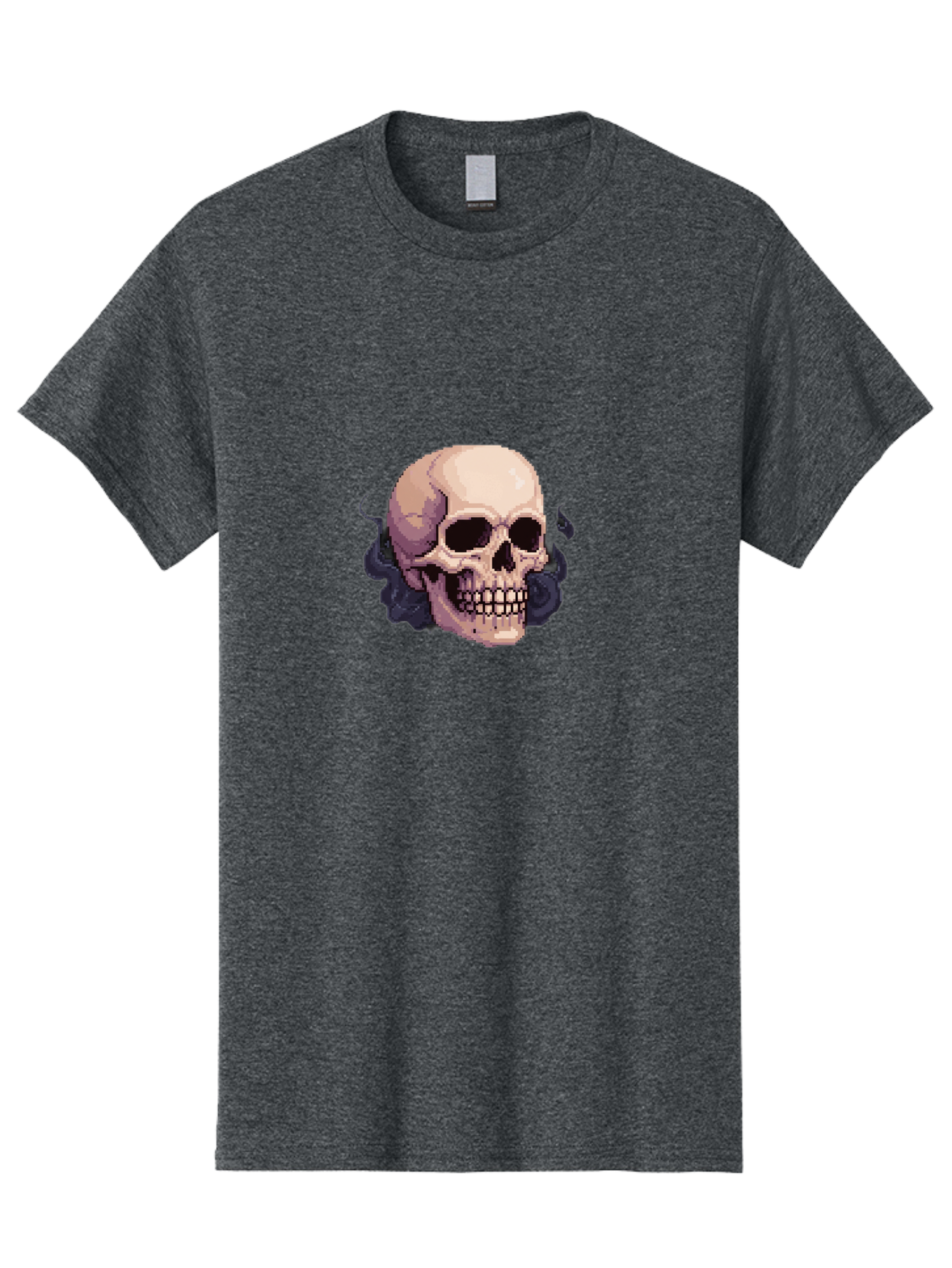 Skull-With-Tentacles Men'S Graphic Tee, 100% Cotton, Comfortable Casual Summer Wear, Machine Washable, Pixel Art Skull, Human Skull, Smoke Effects, Dark Magic, Mysterious, Gothic Style, Spooky Atmosphere, Eerie, Halloween Theme Bad621 1