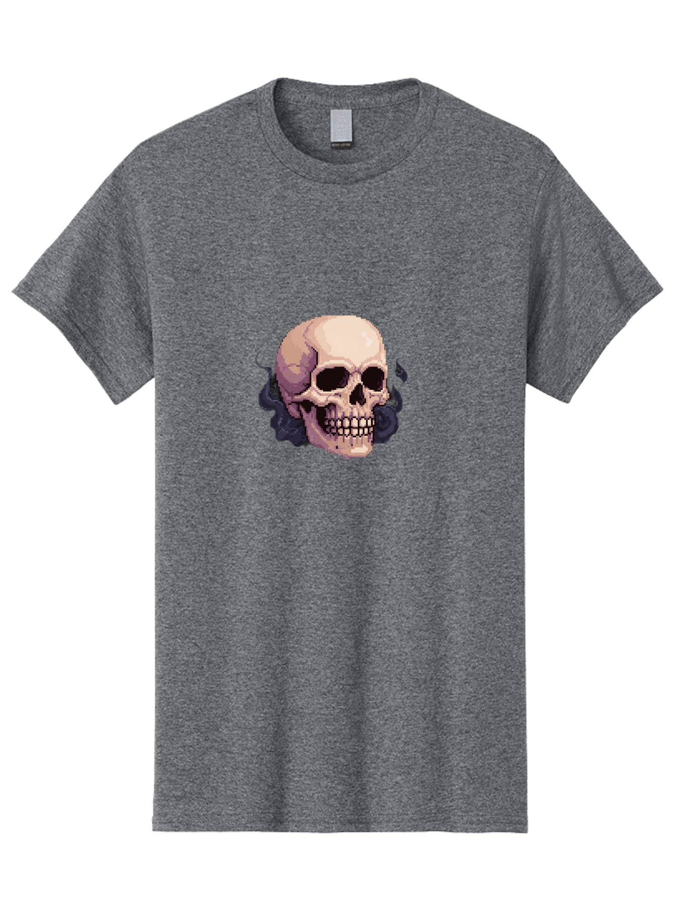 Skull-With-Tentacles Men'S Graphic Tee, 100% Cotton, Comfortable Casual Summer Wear, Machine Washable, Pixel Art Skull, Human Skull, Smoke Effects, Dark Magic, Mysterious, Gothic Style, Spooky Atmosphere, Eerie, Halloween Theme Bad621 7