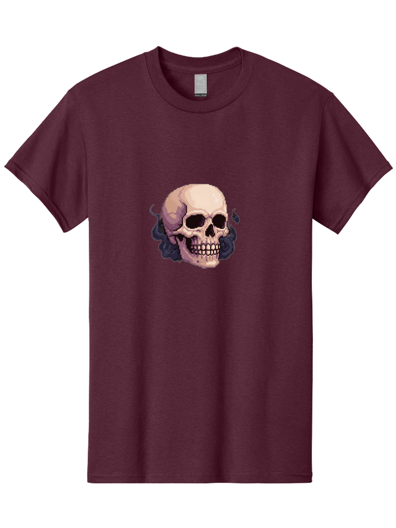 Skull-With-Tentacles Men'S Graphic Tee, 100% Cotton, Comfortable Casual Summer Wear, Machine Washable, Pixel Art Skull, Human Skull, Smoke Effects, Dark Magic, Mysterious, Gothic Style, Spooky Atmosphere, Eerie, Halloween Theme Bad621 14