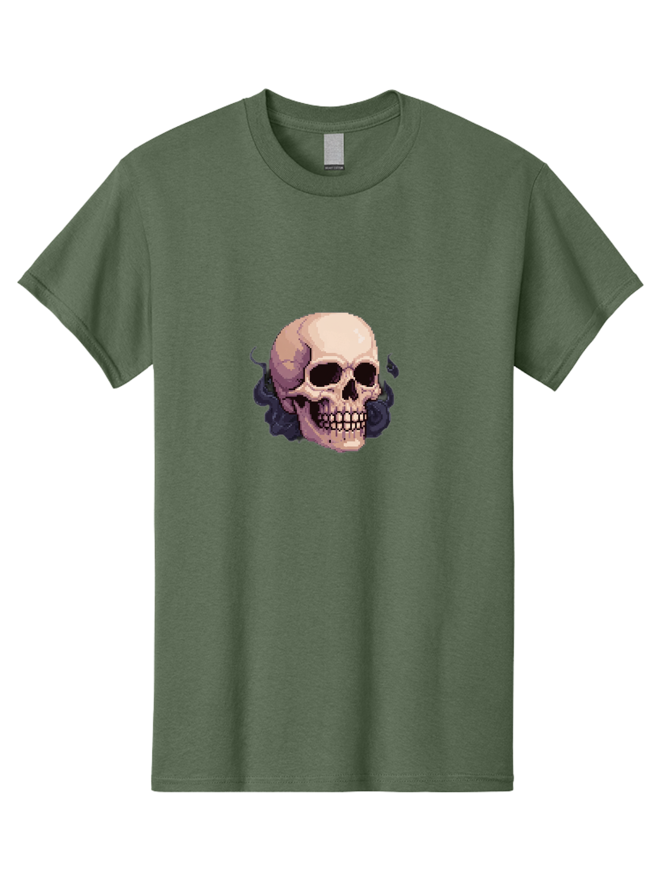 Skull-With-Tentacles Men'S Graphic Tee, 100% Cotton, Comfortable Casual Summer Wear, Machine Washable, Pixel Art Skull, Human Skull, Smoke Effects, Dark Magic, Mysterious, Gothic Style, Spooky Atmosphere, Eerie, Halloween Theme Bad621 12