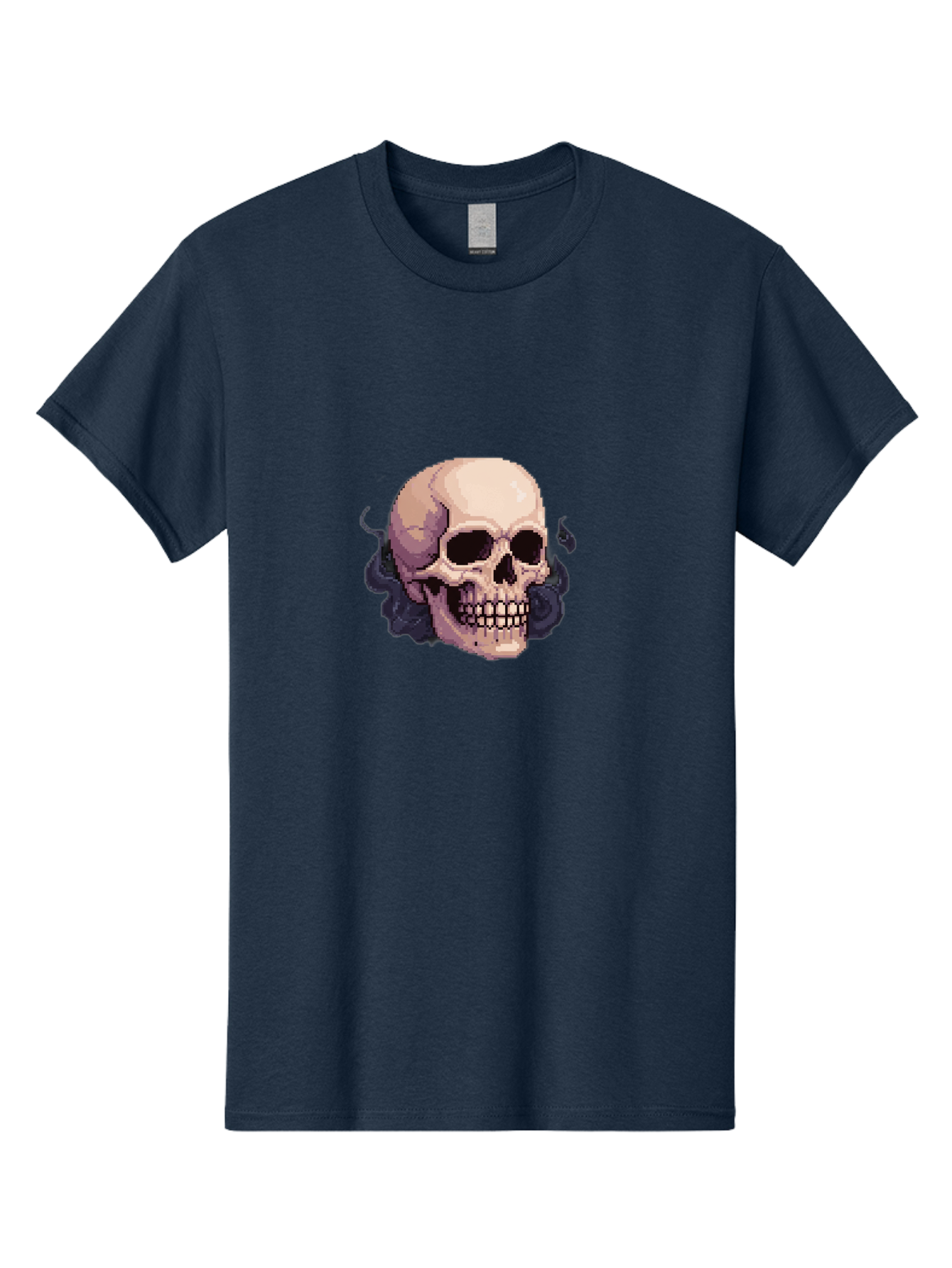 Skull-With-Tentacles Men'S Graphic Tee, 100% Cotton, Comfortable Casual Summer Wear, Machine Washable, Pixel Art Skull, Human Skull, Smoke Effects, Dark Magic, Mysterious, Gothic Style, Spooky Atmosphere, Eerie, Halloween Theme Bad621 9