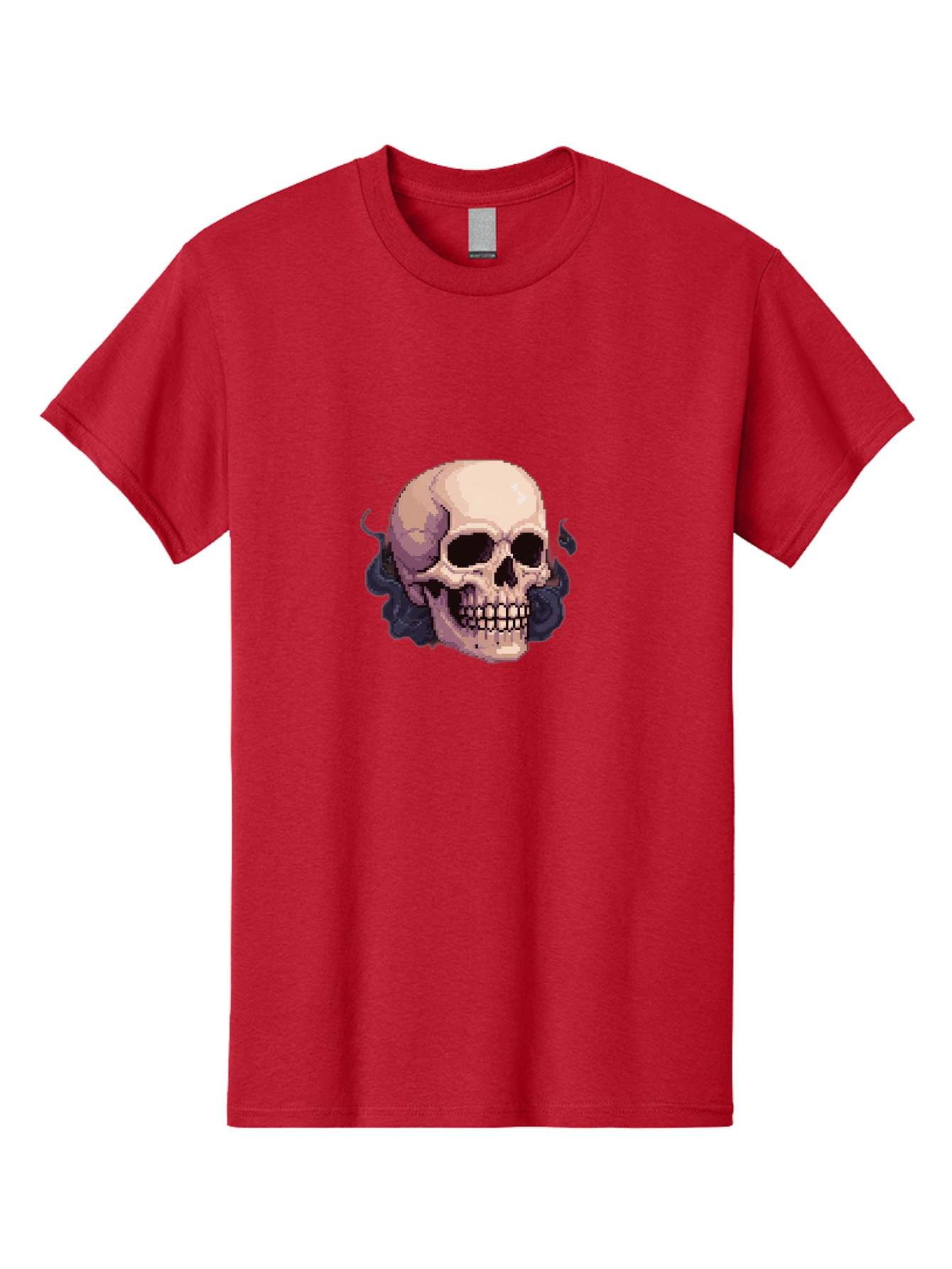 Skull-With-Tentacles Men'S Graphic Tee, 100% Cotton, Comfortable Casual Summer Wear, Machine Washable, Pixel Art Skull, Human Skull, Smoke Effects, Dark Magic, Mysterious, Gothic Style, Spooky Atmosphere, Eerie, Halloween Theme Bad621 2