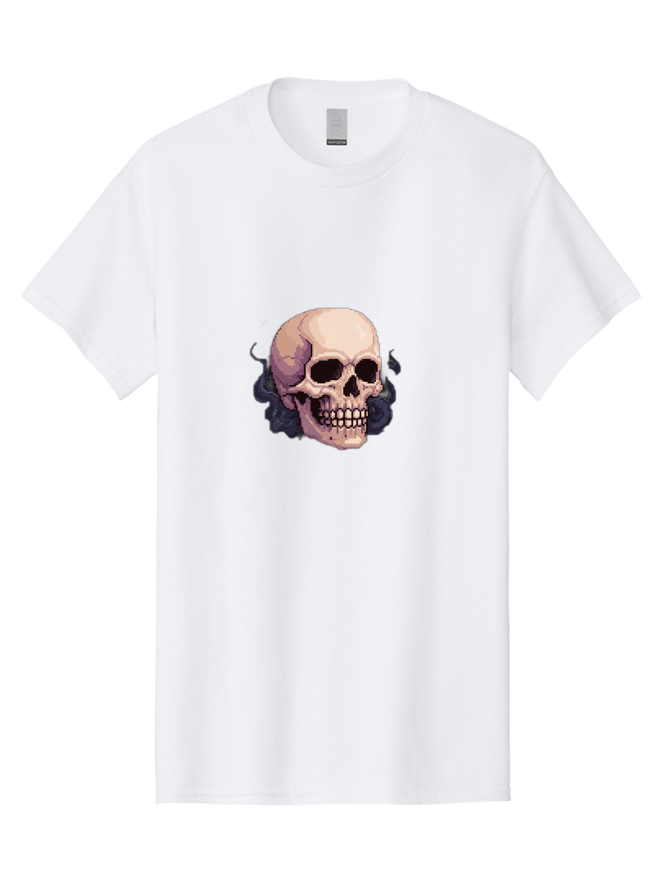 Skull-With-Tentacles Men'S Graphic Tee, 100% Cotton, Comfortable Casual Summer Wear, Machine Washable, Pixel Art Skull, Human Skull, Smoke Effects, Dark Magic, Mysterious, Gothic Style, Spooky Atmosphere, Eerie, Halloween Theme Bad621 10