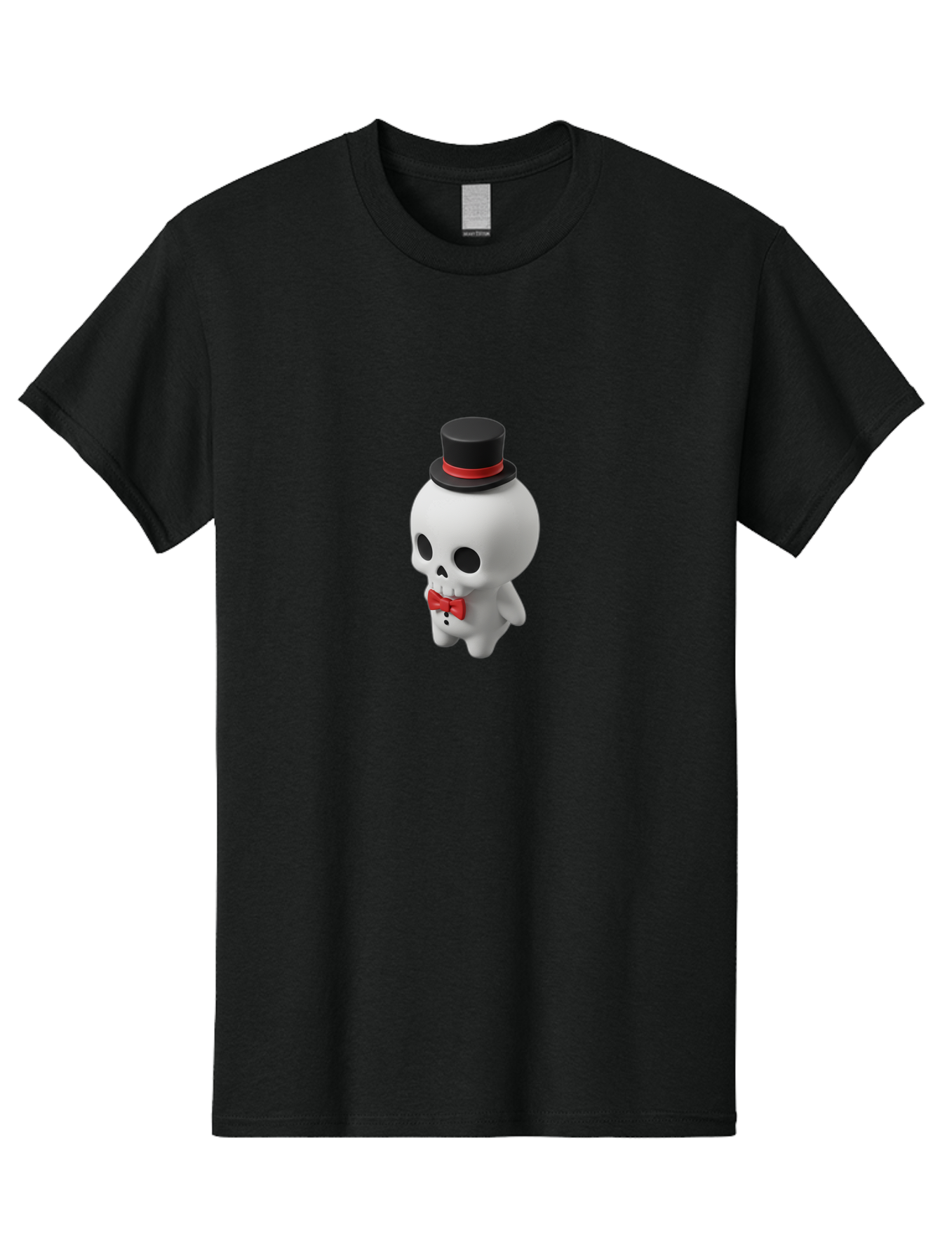 Skull-With-Top-Hat-1 Men'S Graphic Tee, 100% Cotton, Comfortable Casual Summer Wear, Machine Washable, Cartoon Skull, Top Hat, Red Bow Tie, Black Hatband, 3D Illustration, Gothic Style, Skull Character, Fashion Accessories, Stylish Skeleton Bad622 7