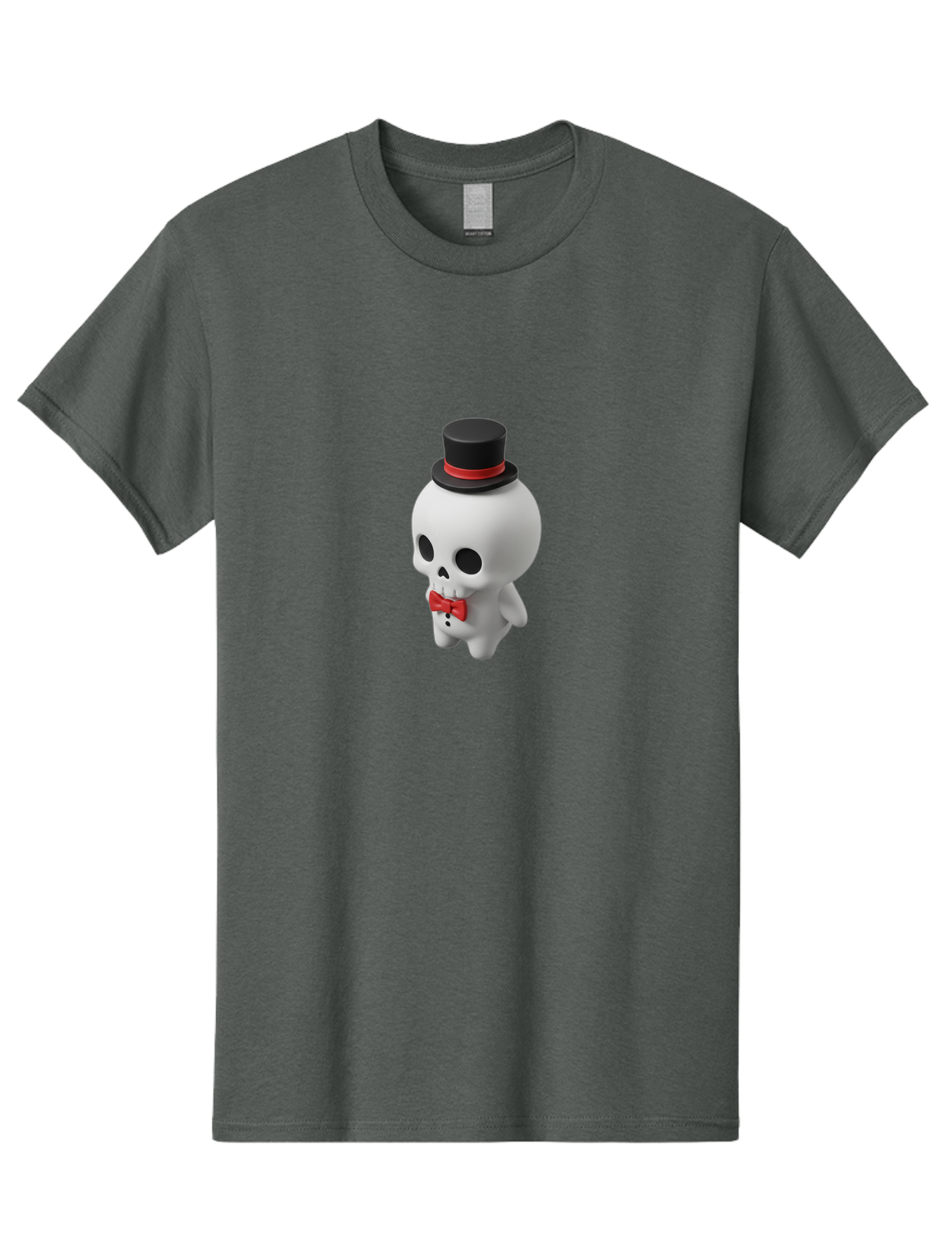 Skull-With-Top-Hat-1 Men'S Graphic Tee, 100% Cotton, Comfortable Casual Summer Wear, Machine Washable, Cartoon Skull, Top Hat, Red Bow Tie, Black Hatband, 3D Illustration, Gothic Style, Skull Character, Fashion Accessories, Stylish Skeleton Bad622 4
