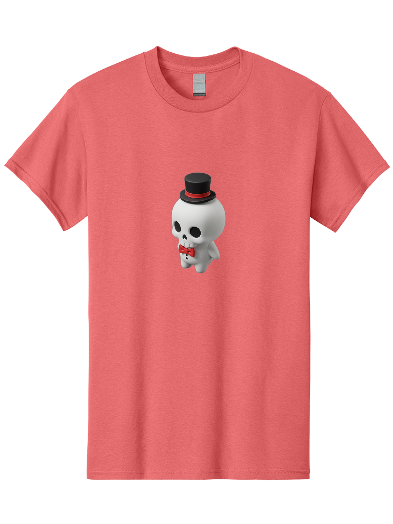 Skull-With-Top-Hat-1 Men'S Graphic Tee, 100% Cotton, Comfortable Casual Summer Wear, Machine Washable, Cartoon Skull, Top Hat, Red Bow Tie, Black Hatband, 3D Illustration, Gothic Style, Skull Character, Fashion Accessories, Stylish Skeleton Bad622 6