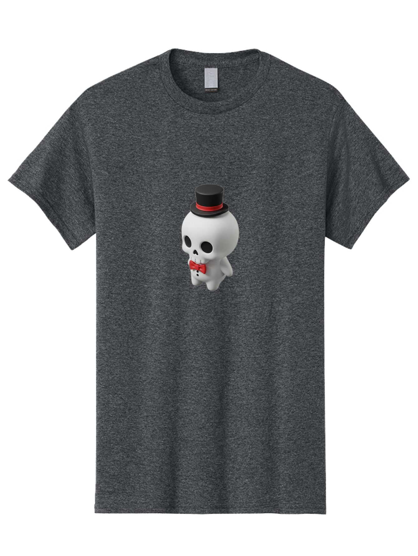 Skull-With-Top-Hat-1 Men'S Graphic Tee, 100% Cotton, Comfortable Casual Summer Wear, Machine Washable, Cartoon Skull, Top Hat, Red Bow Tie, Black Hatband, 3D Illustration, Gothic Style, Skull Character, Fashion Accessories, Stylish Skeleton Bad622 10