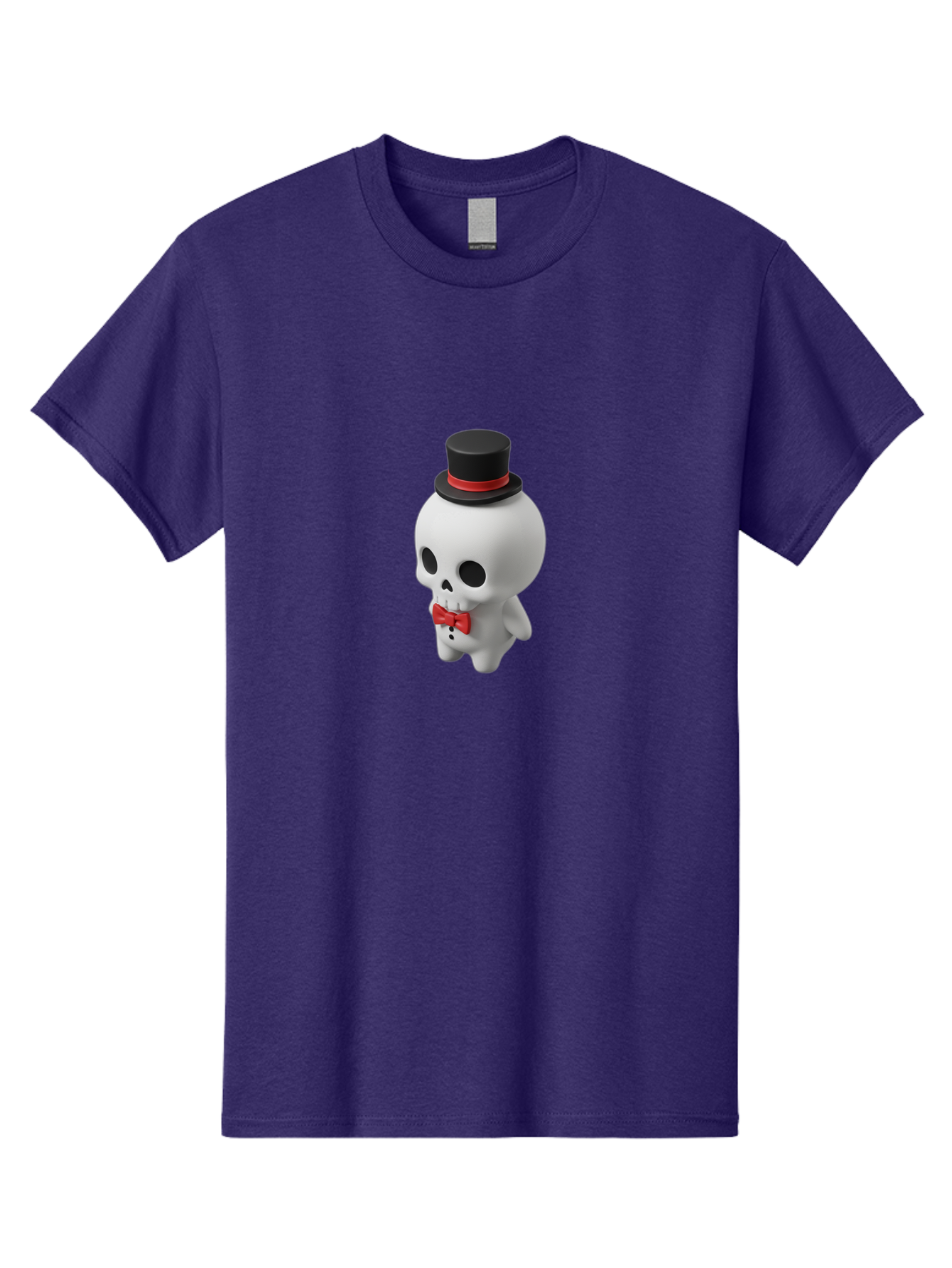 Skull-With-Top-Hat-1 Men'S Graphic Tee, 100% Cotton, Comfortable Casual Summer Wear, Machine Washable, Cartoon Skull, Top Hat, Red Bow Tie, Black Hatband, 3D Illustration, Gothic Style, Skull Character, Fashion Accessories, Stylish Skeleton Bad622 5