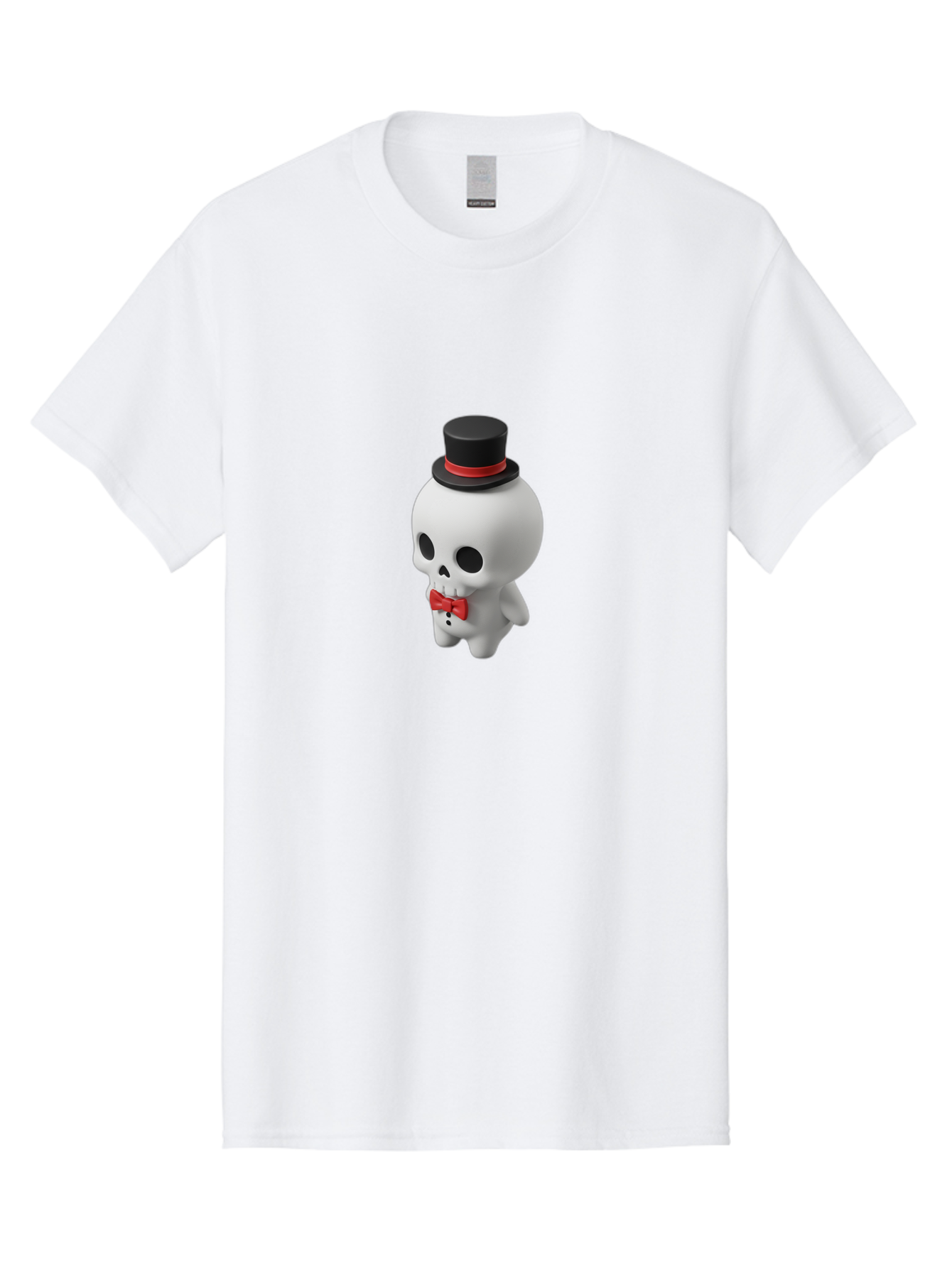 Skull-With-Top-Hat-1 Men'S Graphic Tee, 100% Cotton, Comfortable Casual Summer Wear, Machine Washable, Cartoon Skull, Top Hat, Red Bow Tie, Black Hatband, 3D Illustration, Gothic Style, Skull Character, Fashion Accessories, Stylish Skeleton Bad622 12
