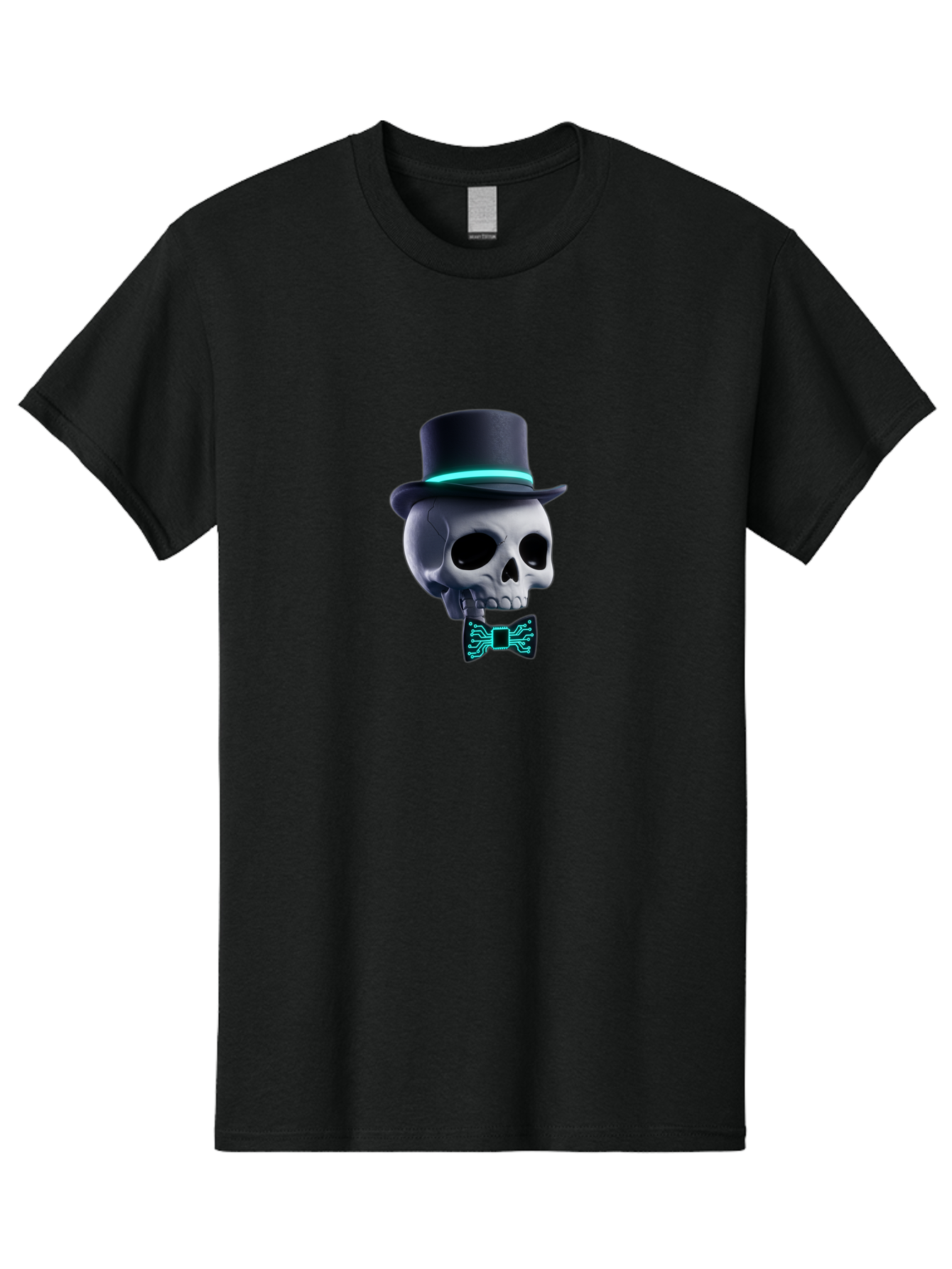 Skull-With-Top-Hat-And-Bow-Tie-2 Men'S Graphic Tee, 100% Cotton, Comfortable Casual Summer Wear, Machine Washable, Skull With Top Hat, Cyberpunk Style, Futuristic, Circuit Board, Bow Tie, Glowing Neon, Tech-Inspired Art, Gothic Chic, Bad624 11