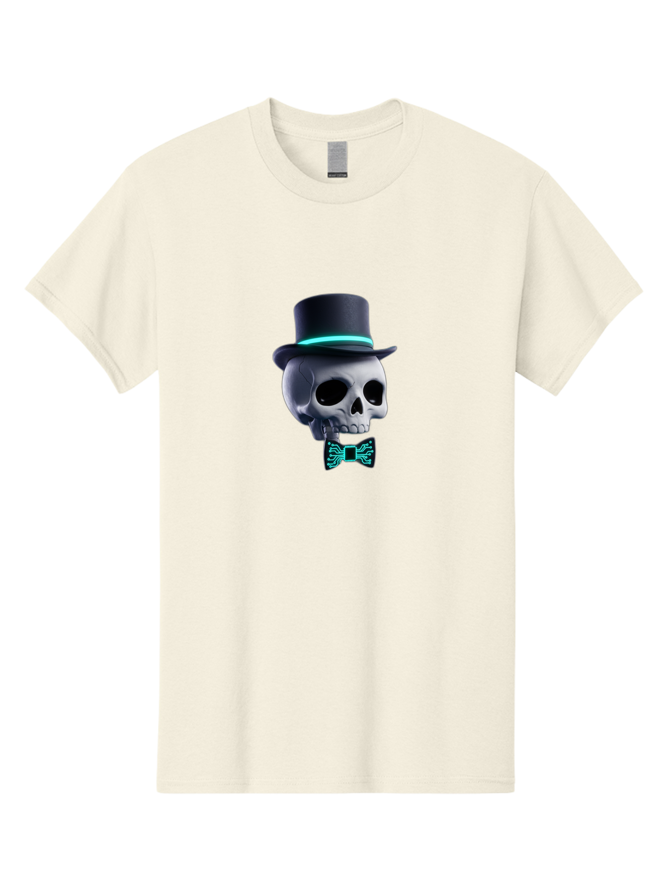 Skull-With-Top-Hat-And-Bow-Tie-2 Men'S Graphic Tee, 100% Cotton, Comfortable Casual Summer Wear, Machine Washable, Skull With Top Hat, Cyberpunk Style, Futuristic, Circuit Board, Bow Tie, Glowing Neon, Tech-Inspired Art, Gothic Chic, Bad624 13