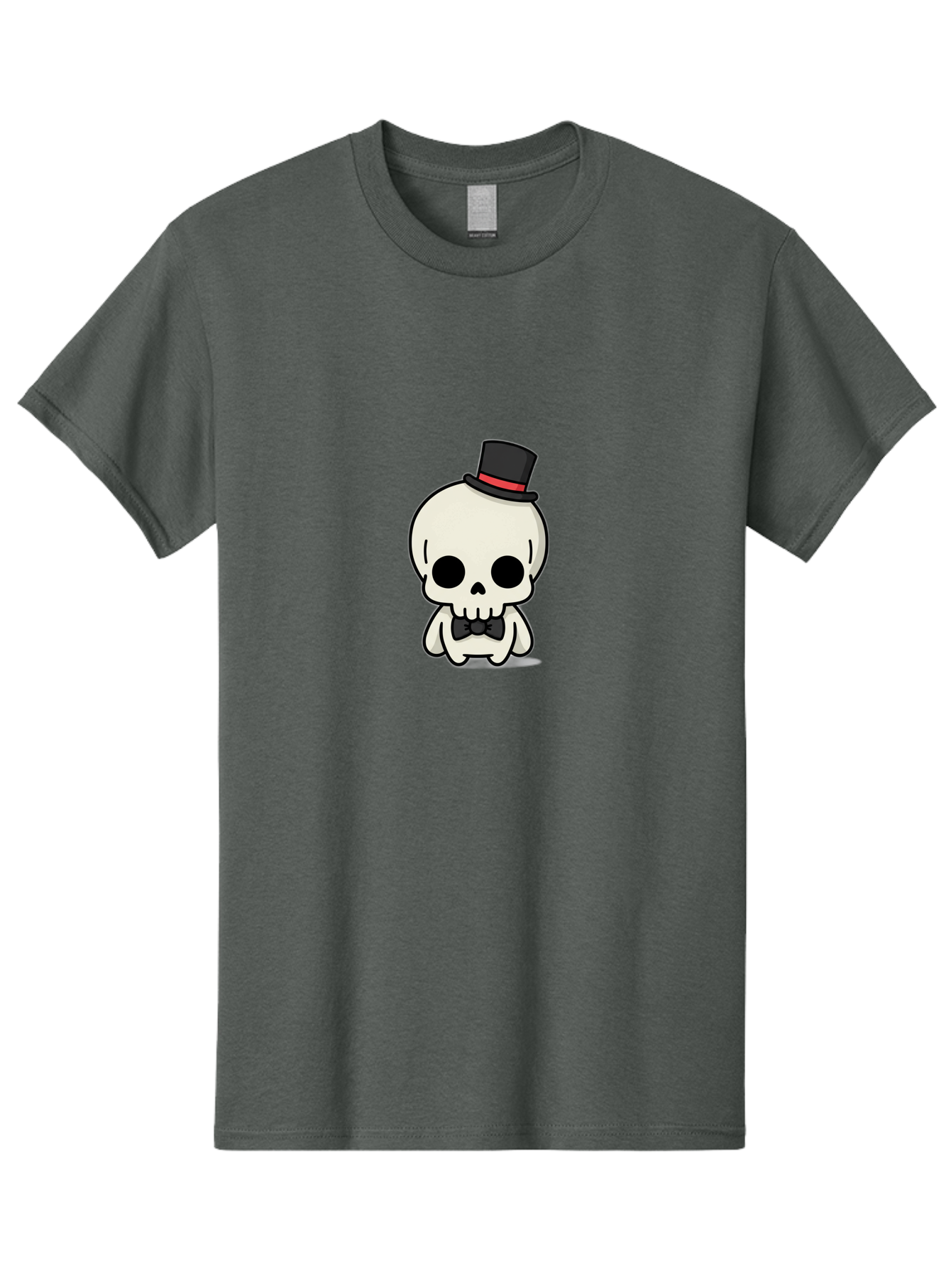 Skull-With-Top-Hat-And-Bow-Tie Men'S Graphic Tee, 100% Cotton, Comfortable Casual Summer Wear, Machine Washable, Cartoon Skull, Top Hat, Black Bow Tie, Skeleton Character, Spooky Charm, Gothic Style, Red Ribbon, Cute Skeleton, Bad625 11