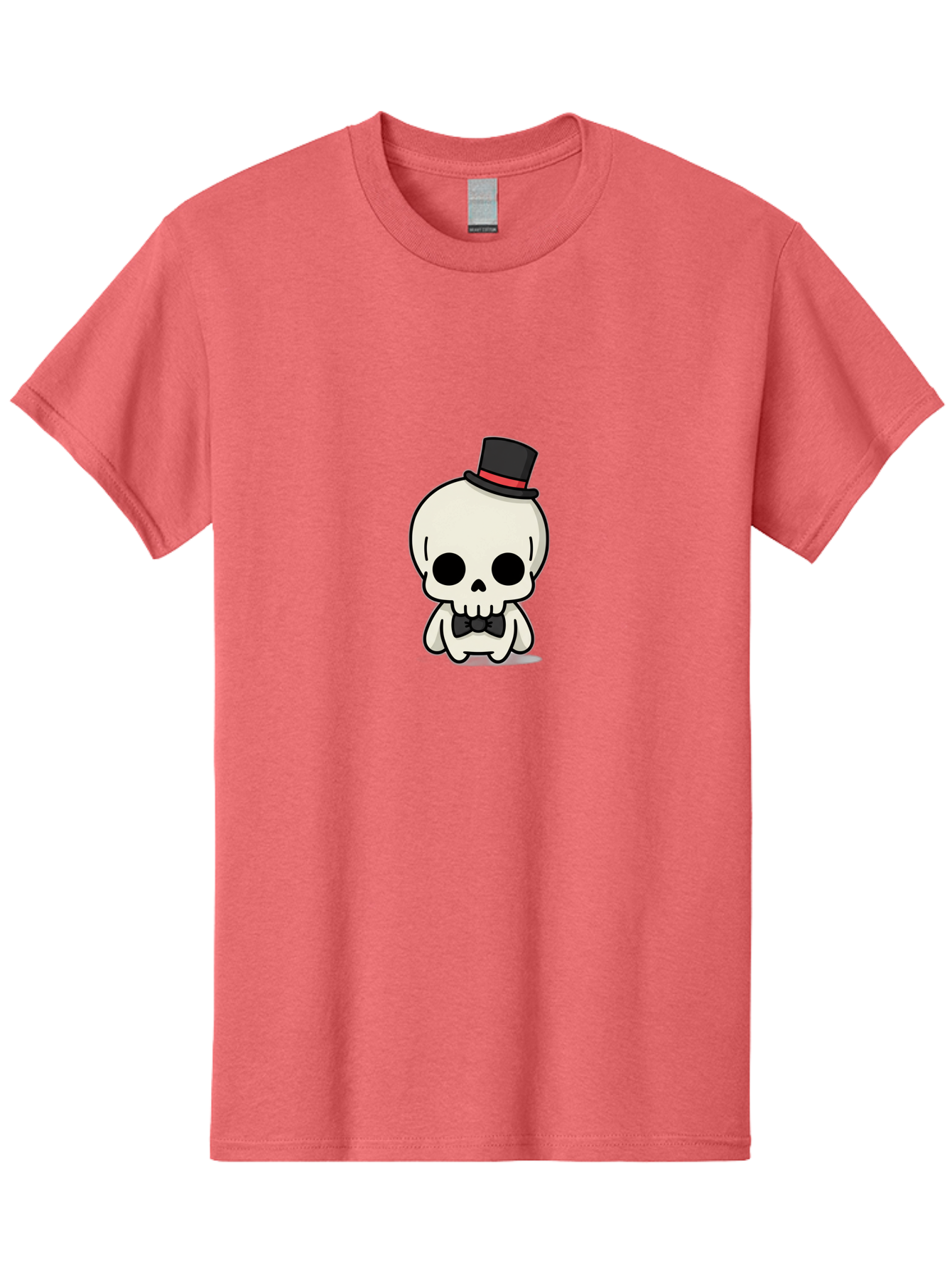 Skull-With-Top-Hat-And-Bow-Tie Men'S Graphic Tee, 100% Cotton, Comfortable Casual Summer Wear, Machine Washable, Cartoon Skull, Top Hat, Black Bow Tie, Skeleton Character, Spooky Charm, Gothic Style, Red Ribbon, Cute Skeleton, Bad625 6