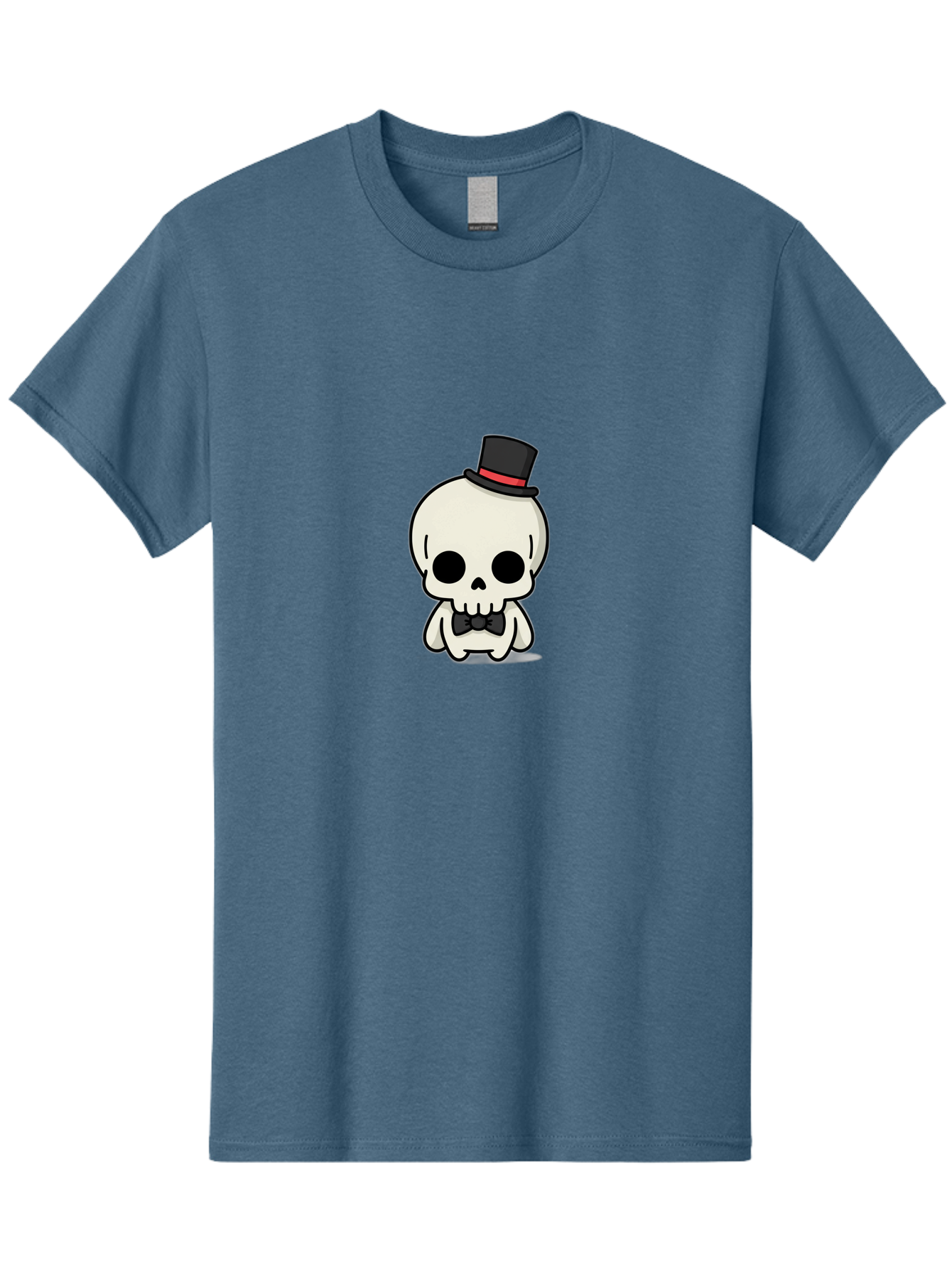 Skull-With-Top-Hat-And-Bow-Tie Men'S Graphic Tee, 100% Cotton, Comfortable Casual Summer Wear, Machine Washable, Cartoon Skull, Top Hat, Black Bow Tie, Skeleton Character, Spooky Charm, Gothic Style, Red Ribbon, Cute Skeleton, Bad625 13