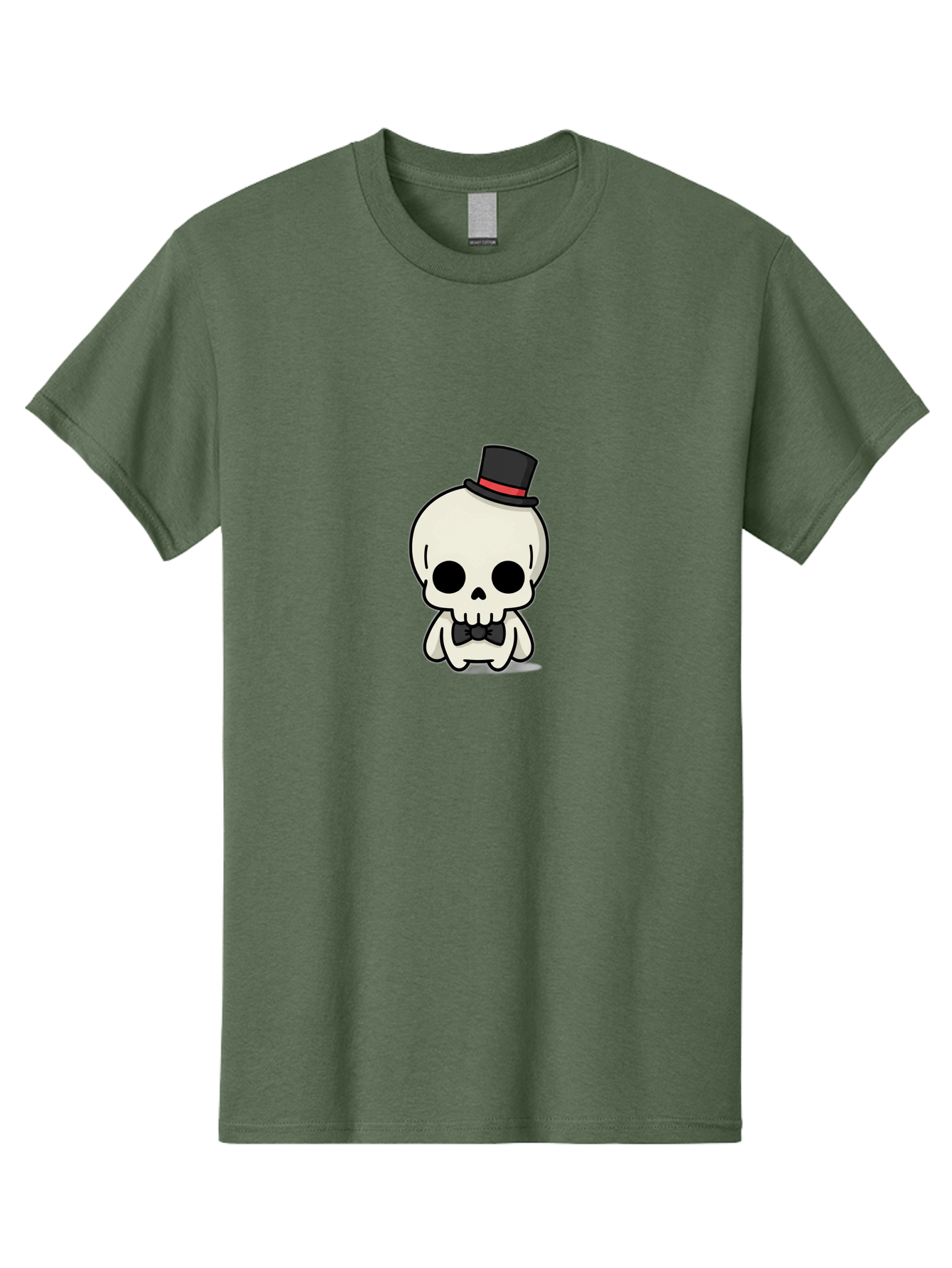 Skull-With-Top-Hat-And-Bow-Tie Men'S Graphic Tee, 100% Cotton, Comfortable Casual Summer Wear, Machine Washable, Cartoon Skull, Top Hat, Black Bow Tie, Skeleton Character, Spooky Charm, Gothic Style, Red Ribbon, Cute Skeleton, Bad625 15
