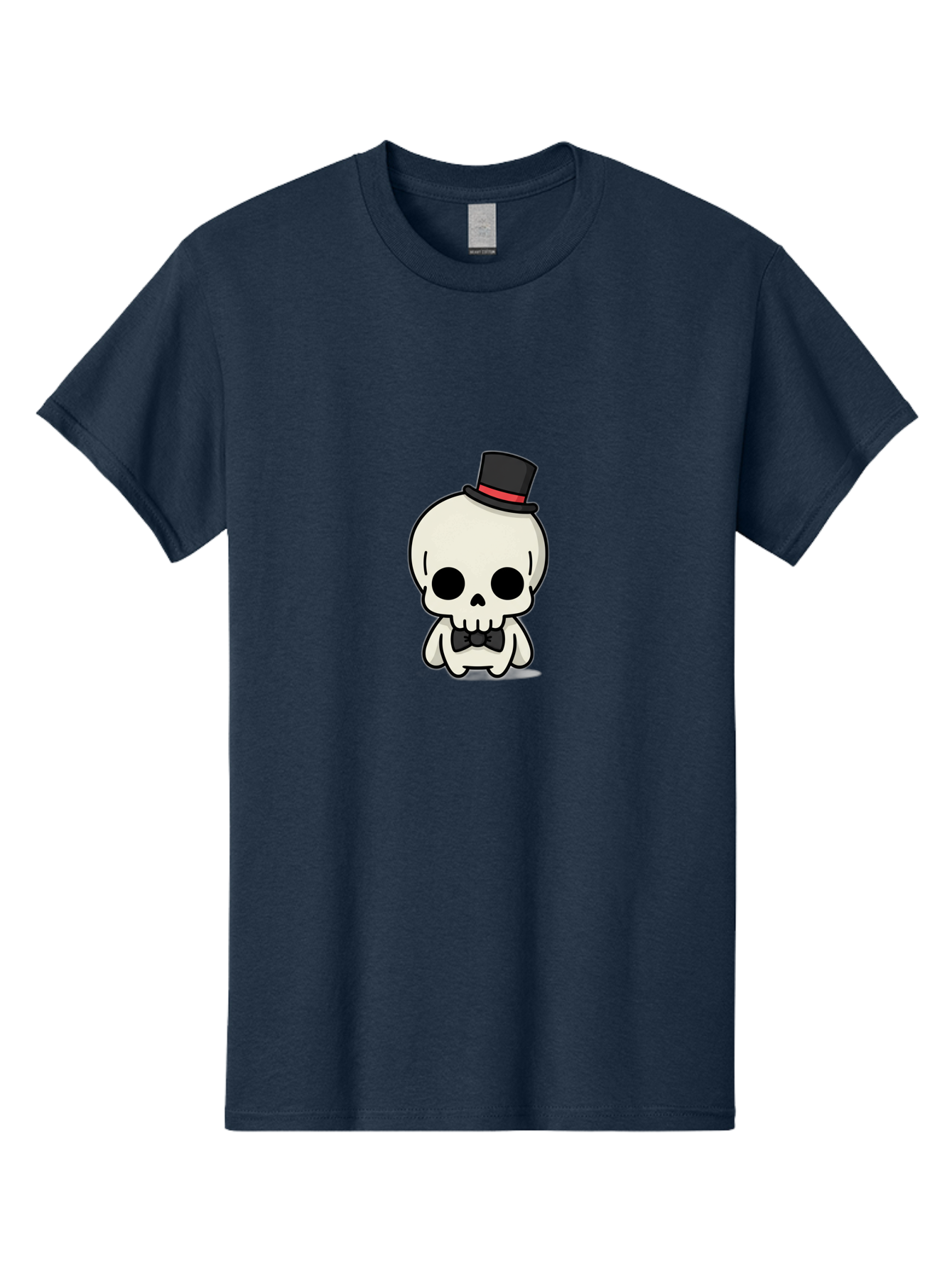 Skull-With-Top-Hat-And-Bow-Tie Men'S Graphic Tee, 100% Cotton, Comfortable Casual Summer Wear, Machine Washable, Cartoon Skull, Top Hat, Black Bow Tie, Skeleton Character, Spooky Charm, Gothic Style, Red Ribbon, Cute Skeleton, Bad625 14