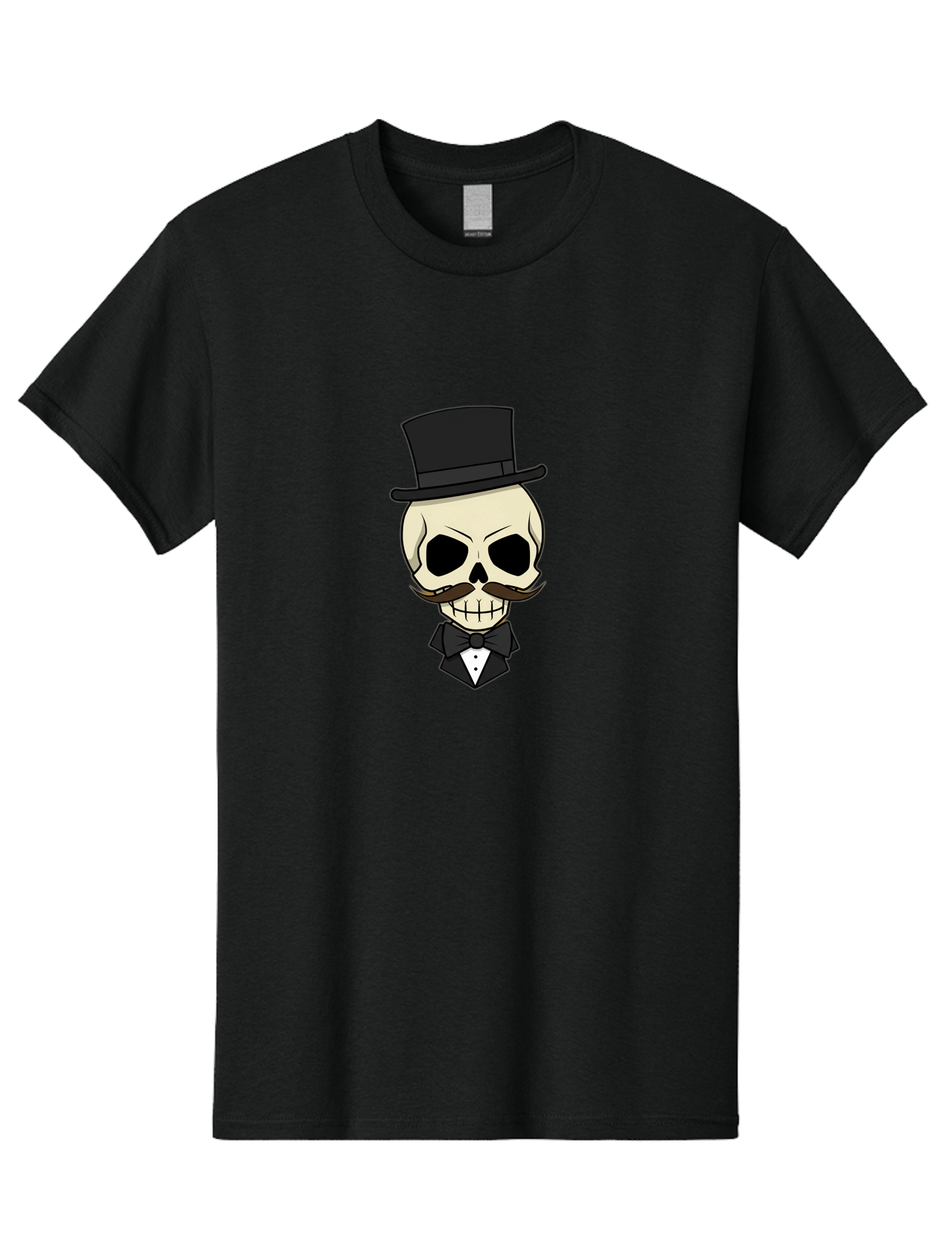 Skull-With-Top-Hat Men'S Graphic Tee, 100% Cotton, Comfortable Casual Summer Wear, Machine Washable, Human Skull With Hat And Mustache, Formal Attire, Bow Tie, Tuxedo, Gentlemanly Appearance, Refined Features, Elegant Design, Quirky Character Bad626 9
