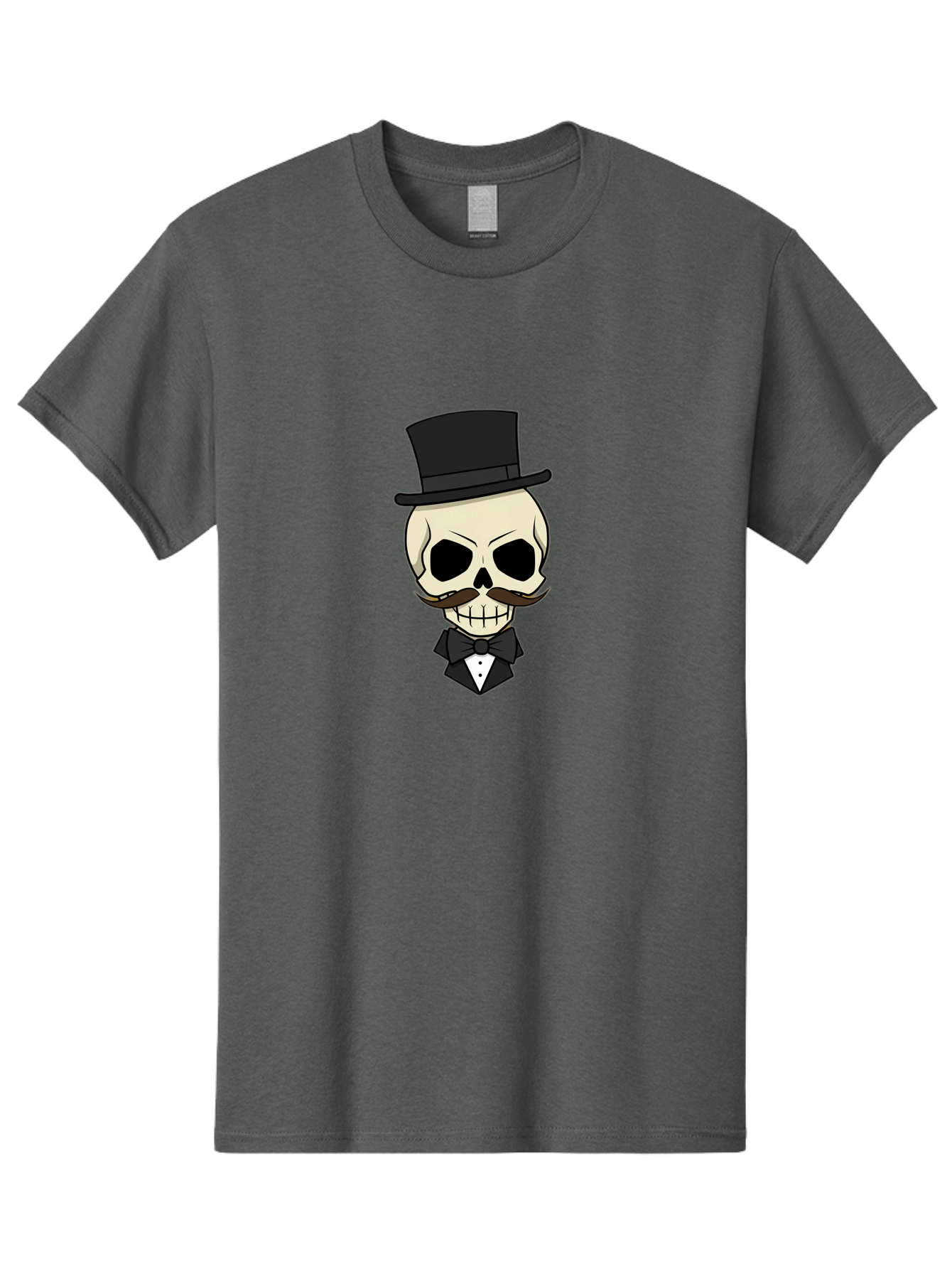 Skull-With-Top-Hat Men'S Graphic Tee, 100% Cotton, Comfortable Casual Summer Wear, Machine Washable, Human Skull With Hat And Mustache, Formal Attire, Bow Tie, Tuxedo, Gentlemanly Appearance, Refined Features, Elegant Design, Quirky Character Bad626 1