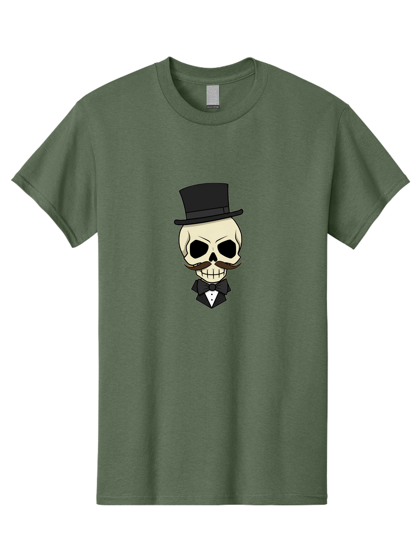 Skull-With-Top-Hat Men'S Graphic Tee, 100% Cotton, Comfortable Casual Summer Wear, Machine Washable, Human Skull With Hat And Mustache, Formal Attire, Bow Tie, Tuxedo, Gentlemanly Appearance, Refined Features, Elegant Design, Quirky Character Bad626 4