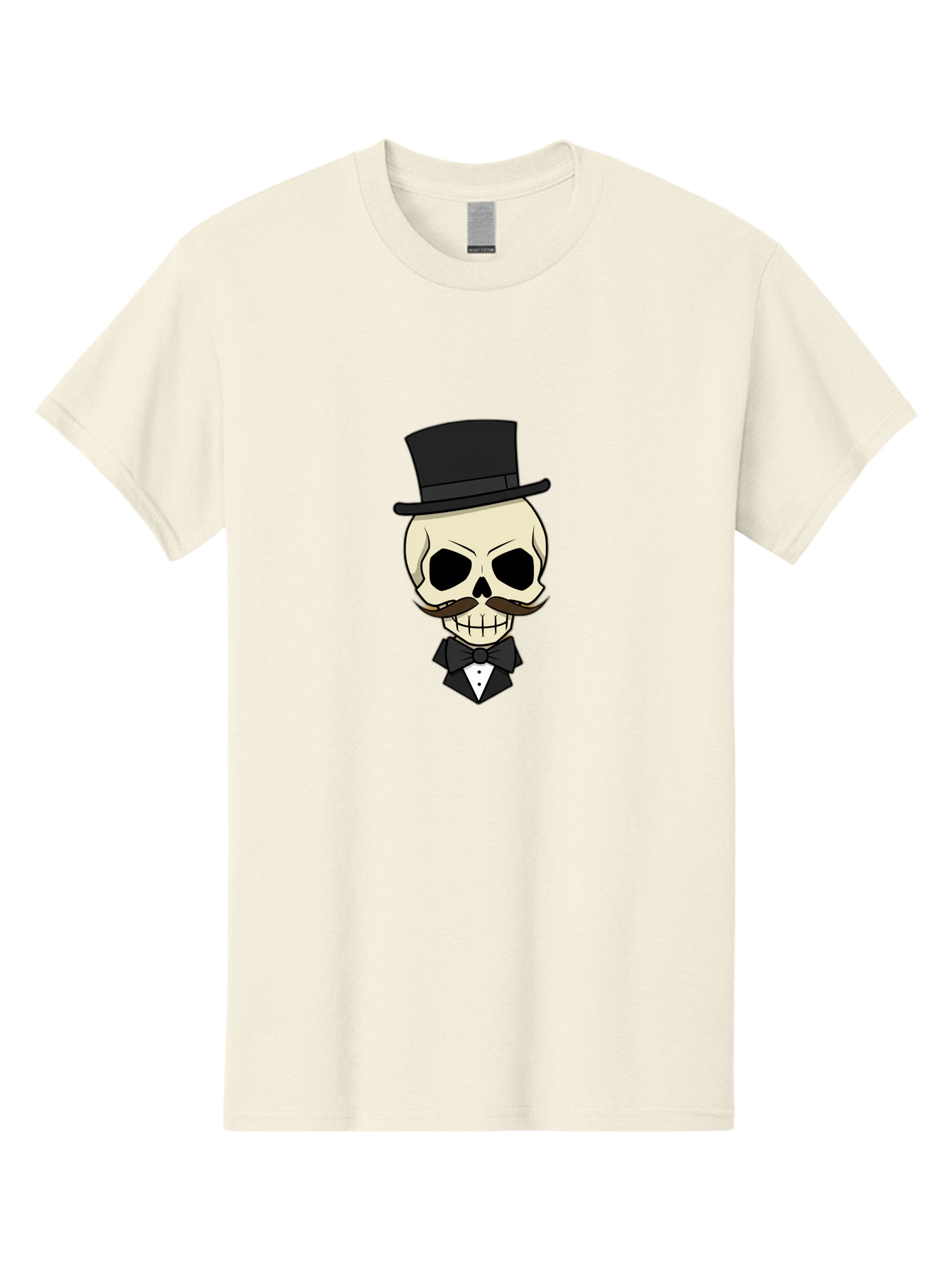 Skull-With-Top-Hat Men'S Graphic Tee, 100% Cotton, Comfortable Casual Summer Wear, Machine Washable, Human Skull With Hat And Mustache, Formal Attire, Bow Tie, Tuxedo, Gentlemanly Appearance, Refined Features, Elegant Design, Quirky Character Bad626 5