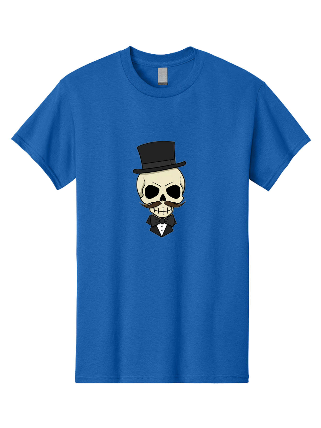 Skull-With-Top-Hat Men'S Graphic Tee, 100% Cotton, Comfortable Casual Summer Wear, Machine Washable, Human Skull With Hat And Mustache, Formal Attire, Bow Tie, Tuxedo, Gentlemanly Appearance, Refined Features, Elegant Design, Quirky Character Bad626 7