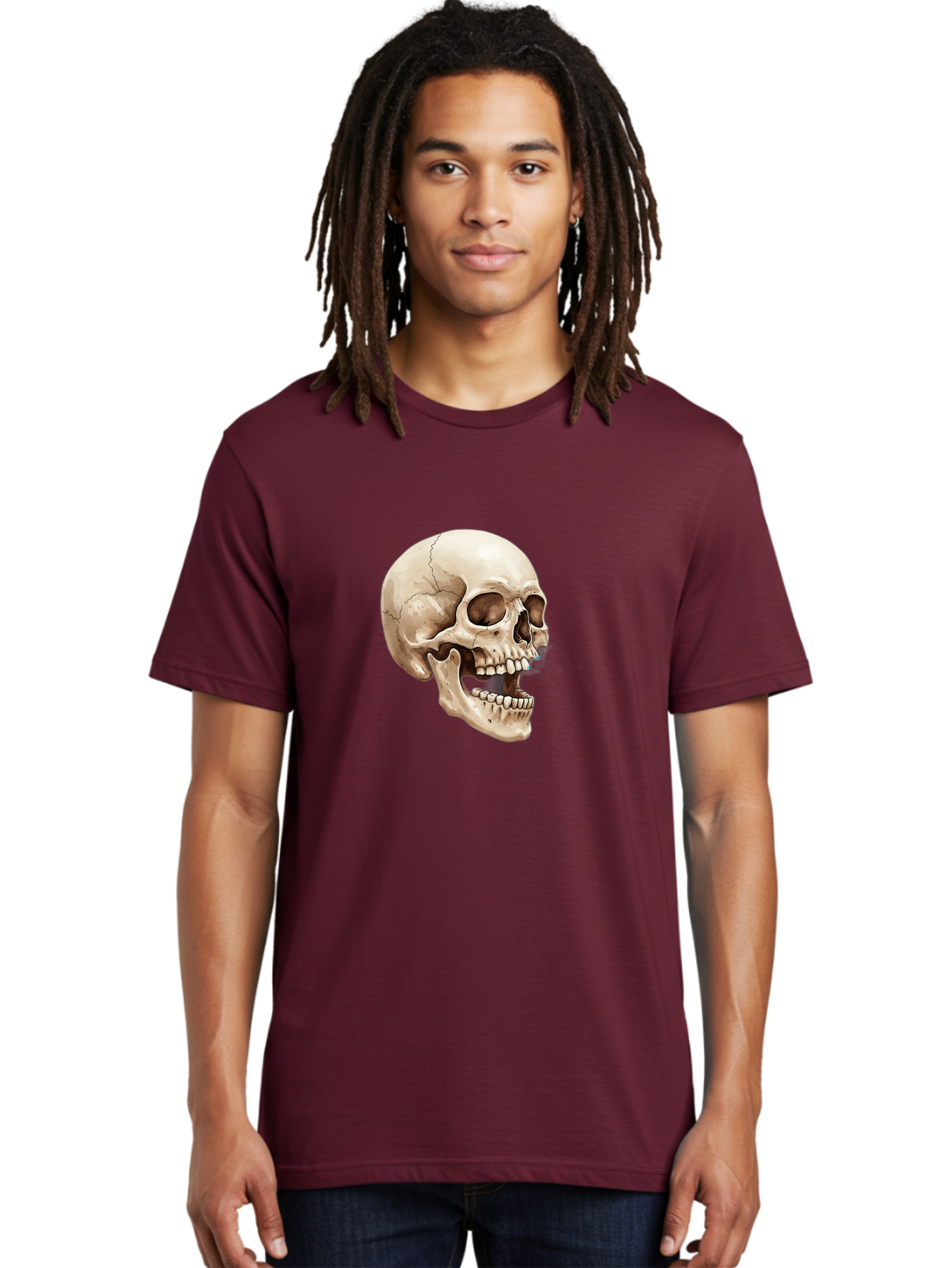 Skull Men'S Graphic Tee, 100% Cotton, Comfortable Casual Summer Wear, Machine Washable, Human Skull, Skeletal Head, Jawbone, Teeth, Anatomy, Bones, Forensic Science, Medical Illustration, Skull Structure Bad627 20