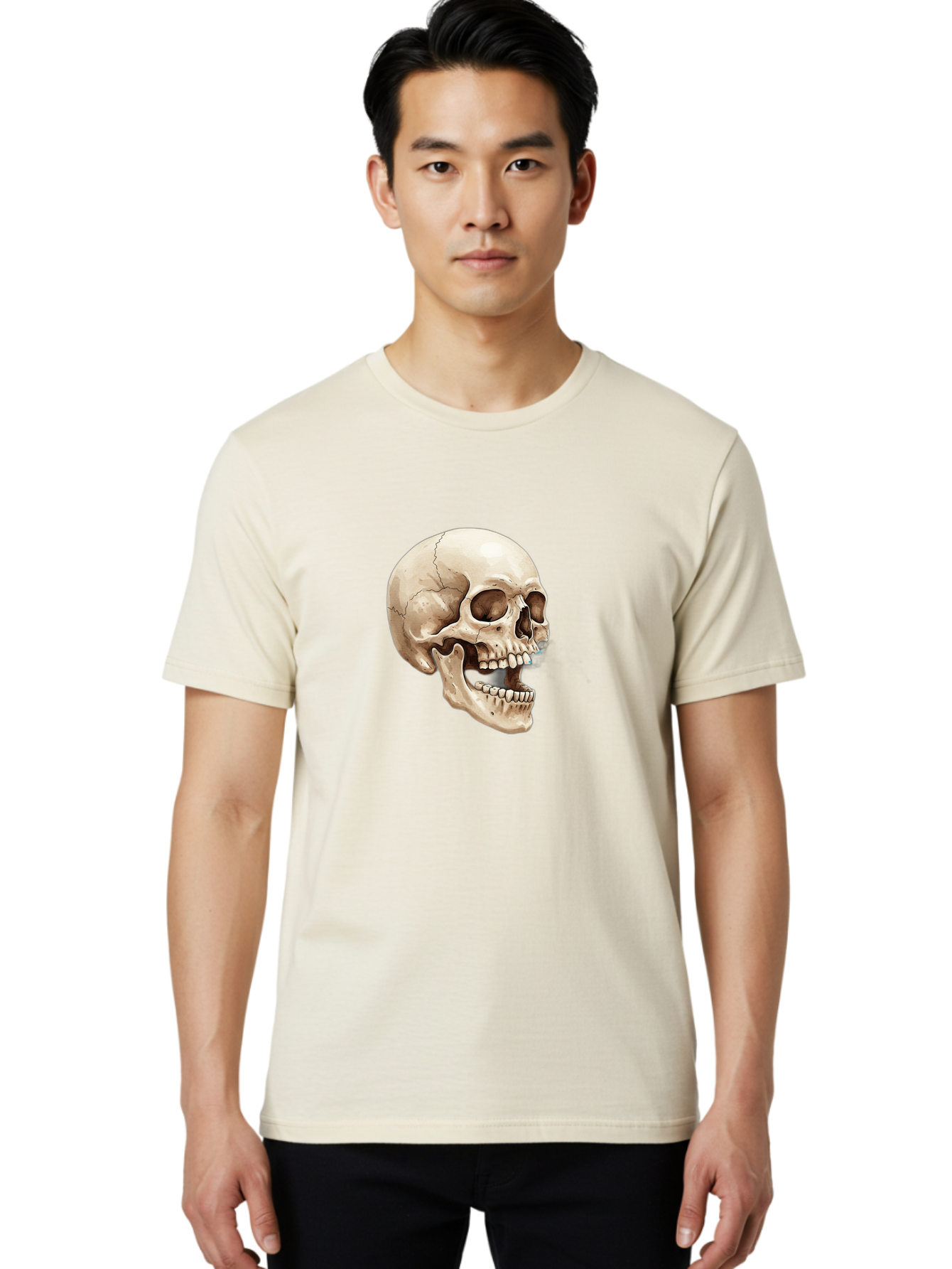 Skull Men'S Graphic Tee, 100% Cotton, Comfortable Casual Summer Wear, Machine Washable, Human Skull, Skeletal Head, Jawbone, Teeth, Anatomy, Bones, Forensic Science, Medical Illustration, Skull Structure Bad627 16