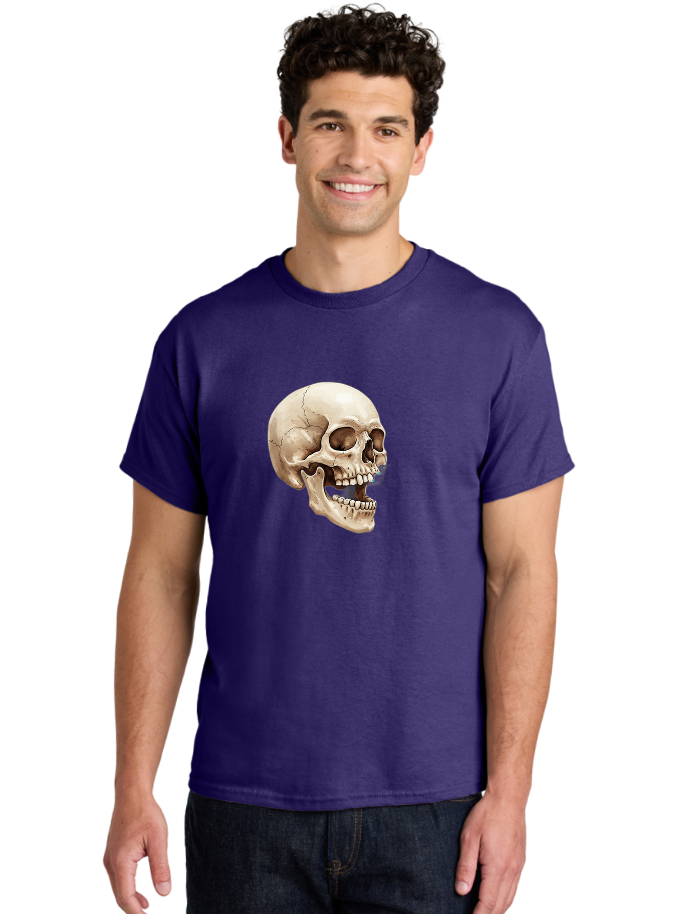 Skull Men'S Graphic Tee, 100% Cotton, Comfortable Casual Summer Wear, Machine Washable, Human Skull, Skeletal Head, Jawbone, Teeth, Anatomy, Bones, Forensic Science, Medical Illustration, Skull Structure Bad627 18