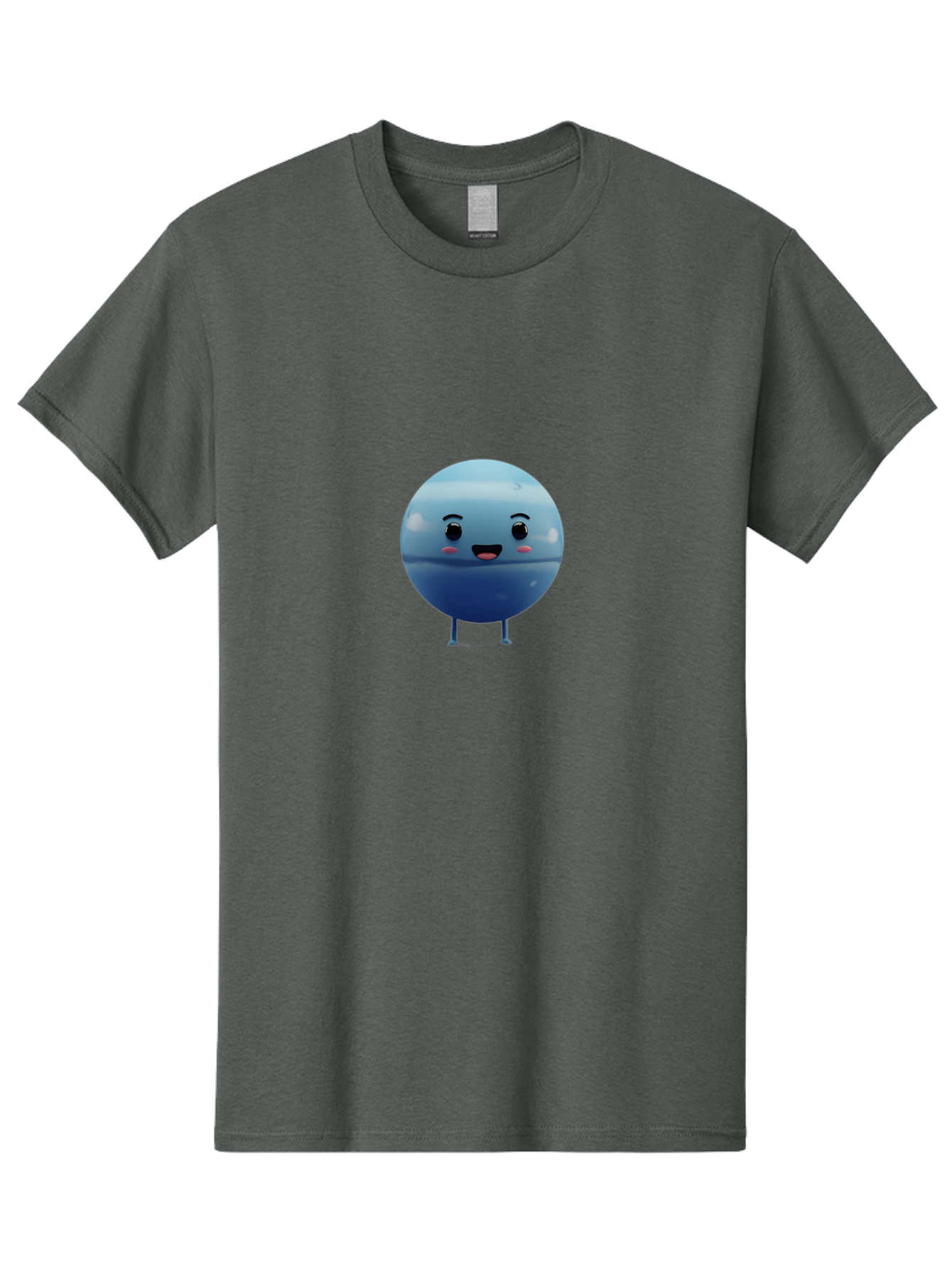 Smiling-Earth Men'S Graphic Tee, 100% Cotton, Comfortable Casual Summer Wear, Machine Washable, Water Droplet Character, Cute Cartoon Illustration, Blue Water Droplet, Happy Face, Rosy Cheeks, Funny Animation, Playful Vibe, Smiling Water Drop Bad637 4
