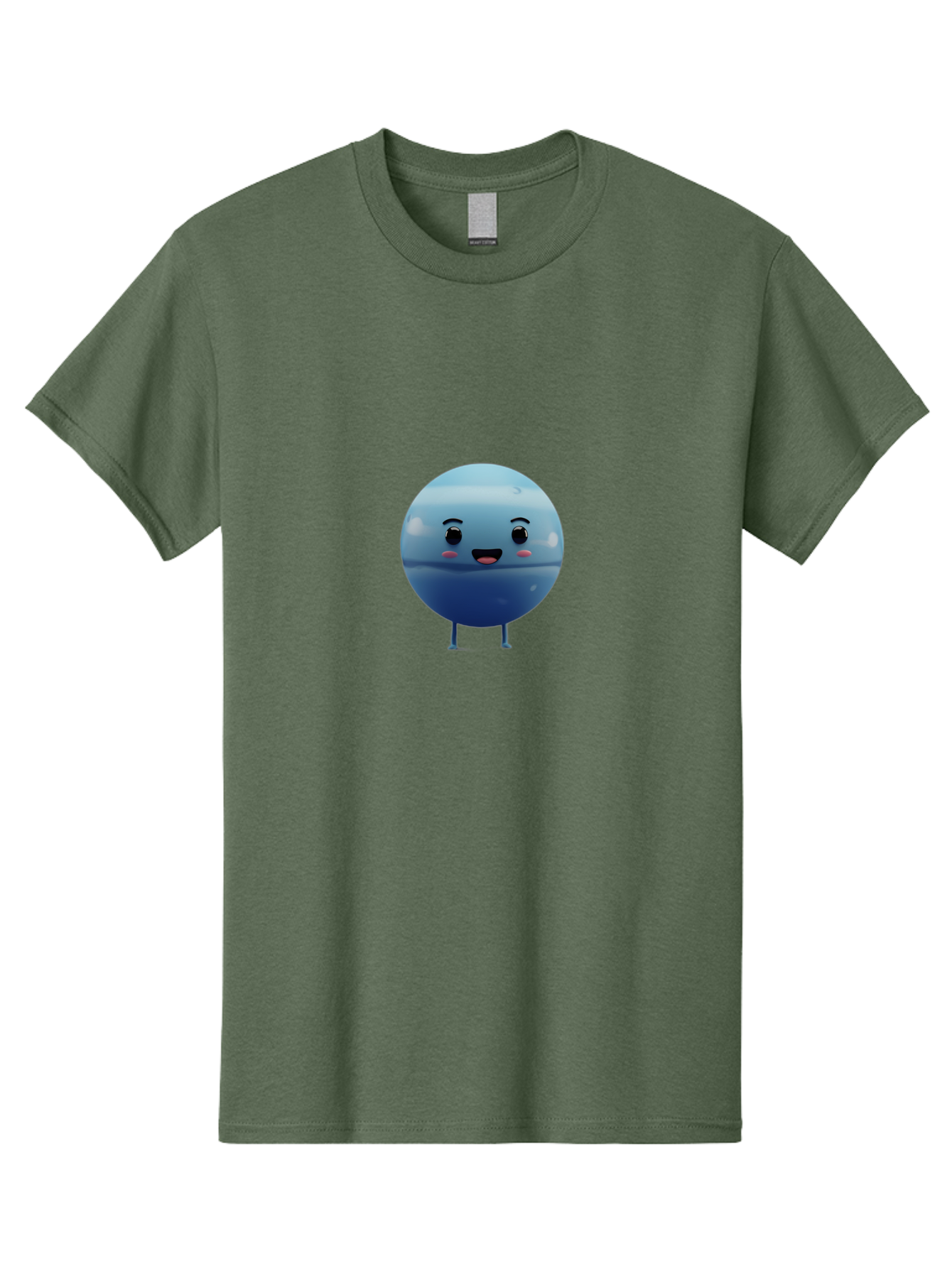 Smiling-Earth Men'S Graphic Tee, 100% Cotton, Comfortable Casual Summer Wear, Machine Washable, Water Droplet Character, Cute Cartoon Illustration, Blue Water Droplet, Happy Face, Rosy Cheeks, Funny Animation, Playful Vibe, Smiling Water Drop Bad637 11