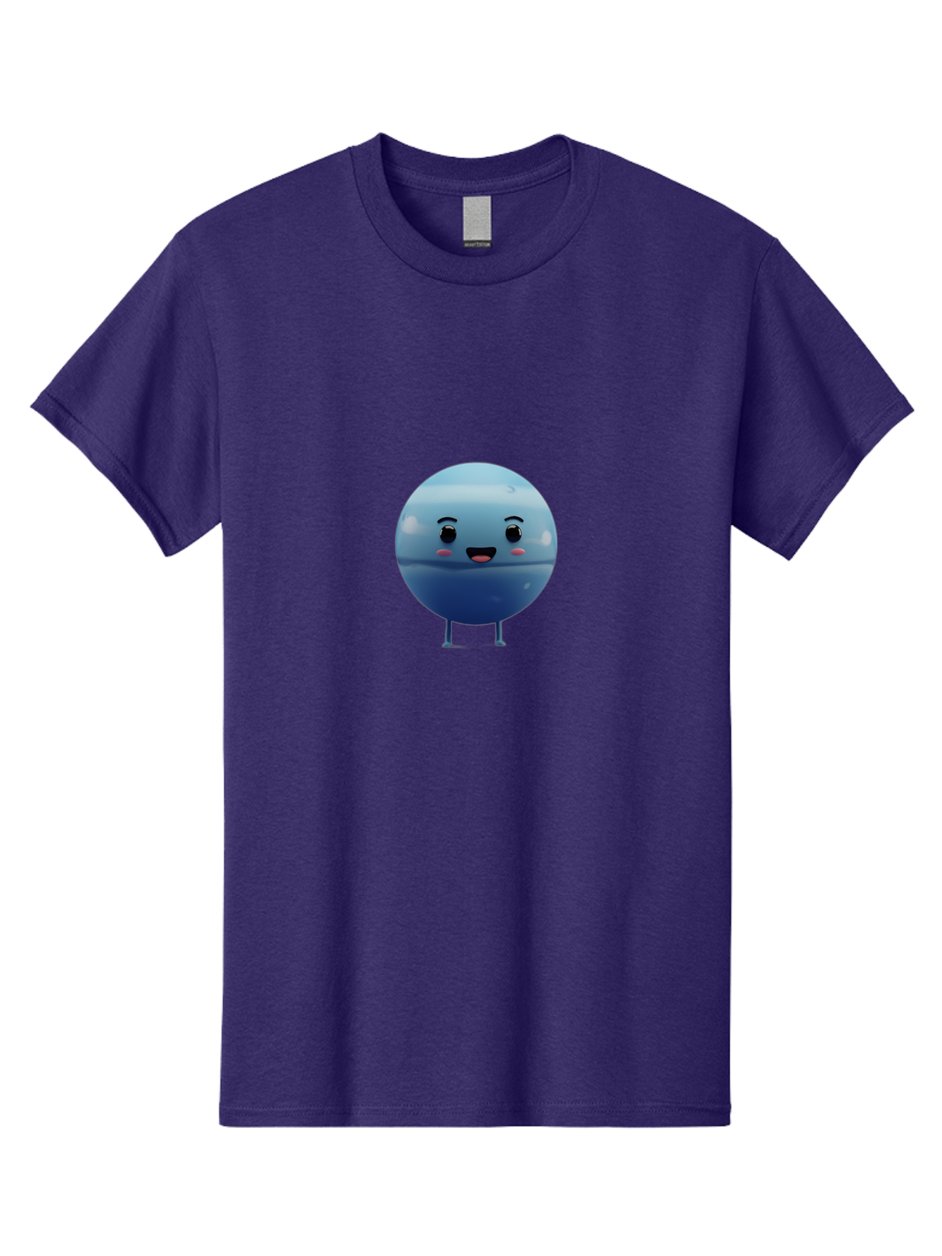 Smiling-Earth Men'S Graphic Tee, 100% Cotton, Comfortable Casual Summer Wear, Machine Washable, Water Droplet Character, Cute Cartoon Illustration, Blue Water Droplet, Happy Face, Rosy Cheeks, Funny Animation, Playful Vibe, Smiling Water Drop Bad637 7