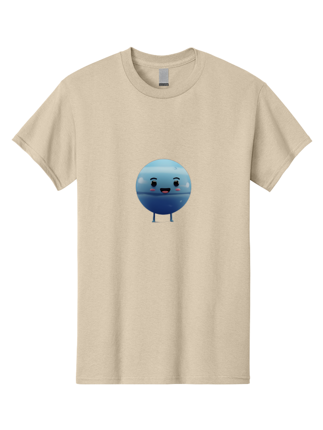 Smiling-Earth Men'S Graphic Tee, 100% Cotton, Comfortable Casual Summer Wear, Machine Washable, Water Droplet Character, Cute Cartoon Illustration, Blue Water Droplet, Happy Face, Rosy Cheeks, Funny Animation, Playful Vibe, Smiling Water Drop Bad637 10