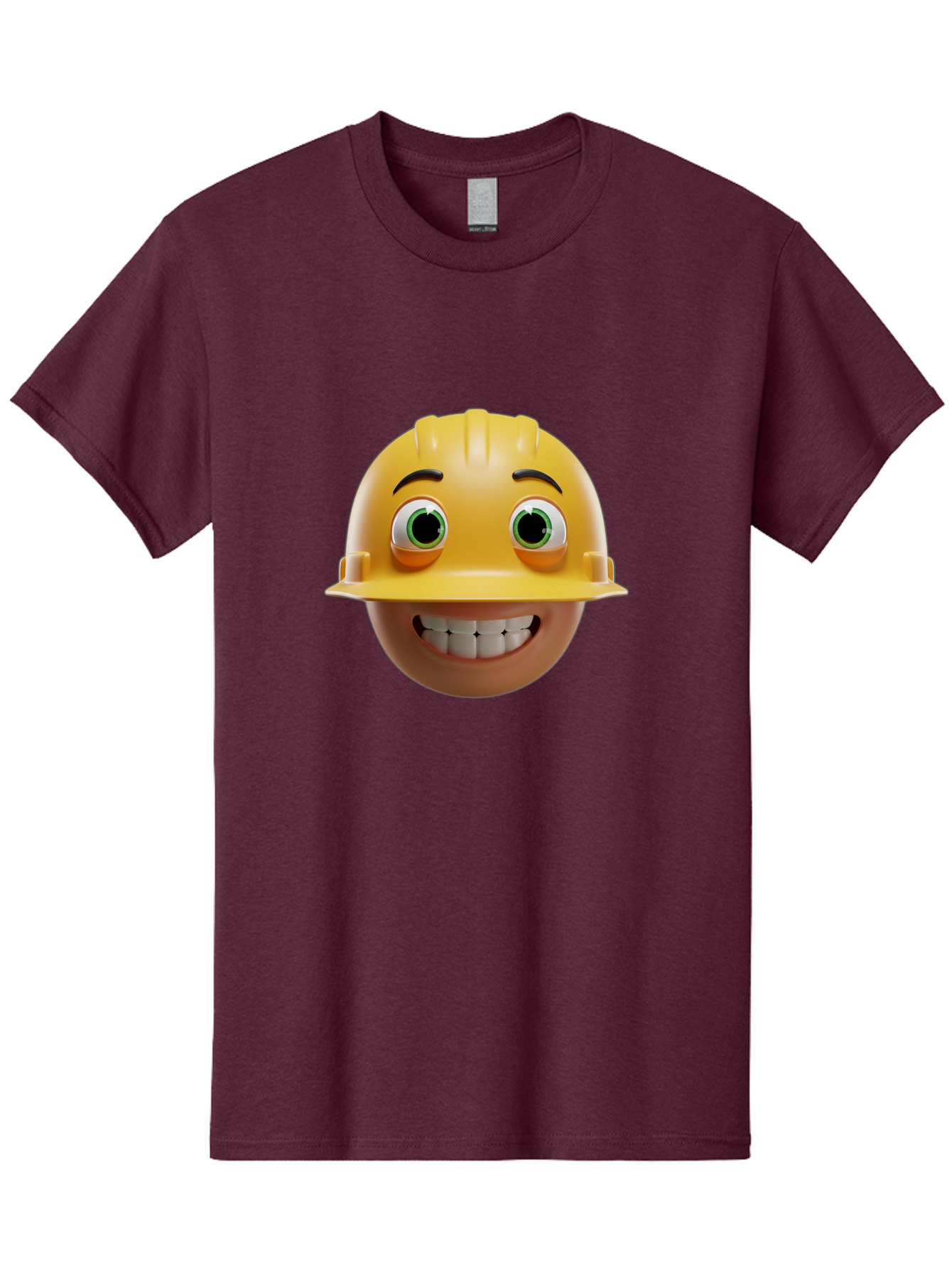 Smiling-Face-With-Hard-Hat Men'S Graphic Tee, 100% Cotton, Comfortable Casual Summer Wear, Machine Washable, Construction Worker, Happy Face, Yellow Hard Hat, Emoji Character, Cartoon Style, Funny Expression, Big Smile, Construction Theme, Bad638 13