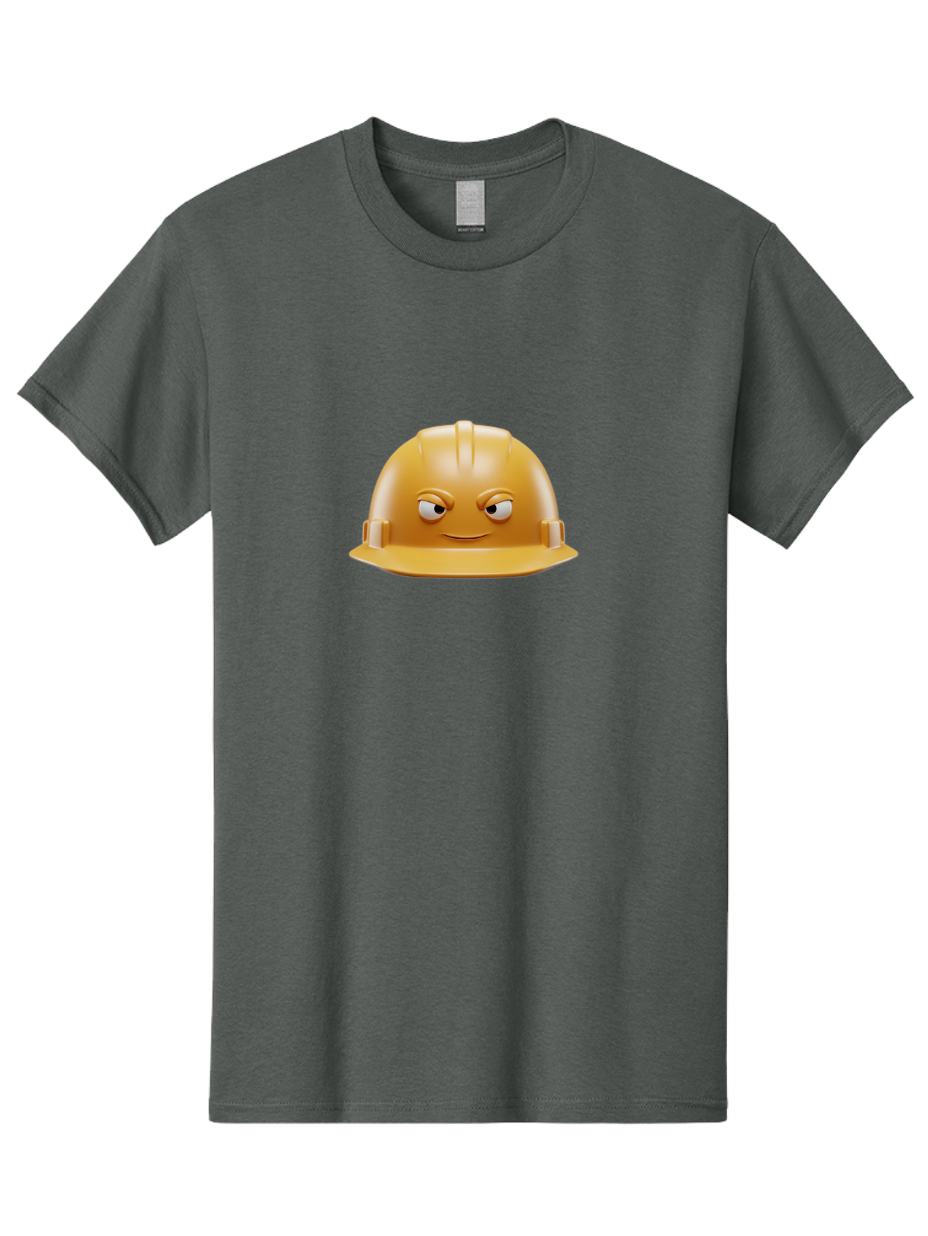 Smiling-Hard-Hat-1 Men'S Graphic Tee, 100% Cotton, Comfortable Casual Summer Wear, Machine Washable, Construction Hard Hat, Safety Helmet, Cartoon Character, Funny Face, Smiling Eyes, Building Industry, Workplace Safety, Security Gear, Bad643 2