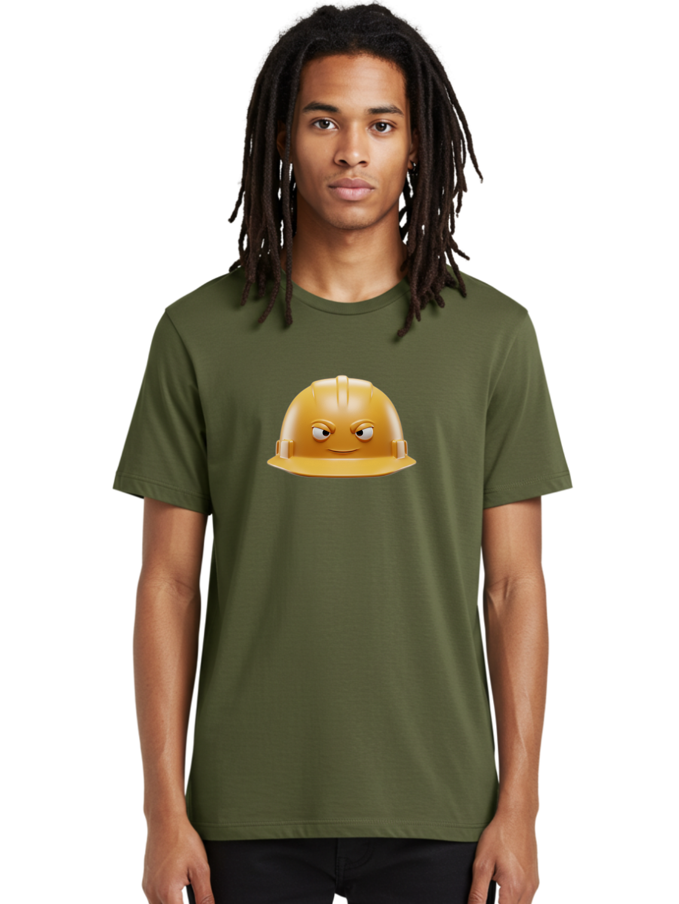 Smiling-Hard-Hat-1 Men'S Graphic Tee, 100% Cotton, Comfortable Casual Summer Wear, Machine Washable, Construction Hard Hat, Safety Helmet, Cartoon Character, Funny Face, Smiling Eyes, Building Industry, Workplace Safety, Security Gear, Bad643 27