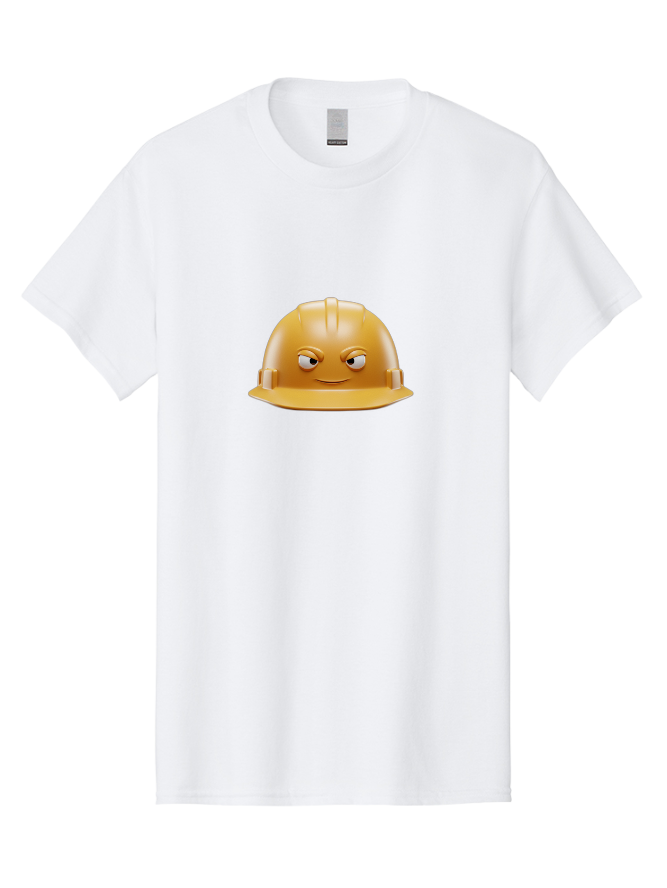 Smiling-Hard-Hat-1 Men'S Graphic Tee, 100% Cotton, Comfortable Casual Summer Wear, Machine Washable, Construction Hard Hat, Safety Helmet, Cartoon Character, Funny Face, Smiling Eyes, Building Industry, Workplace Safety, Security Gear, Bad643 7
