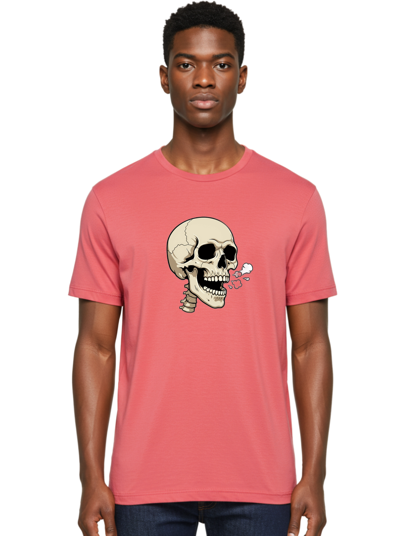 Smoking-Skull Men'S Graphic Tee, 100% Cotton, Comfortable Casual Summer Wear, Machine Washable, Skull Smoking Weed, Cannabis Culture, Humorous Illustration, Edgy Art, Smoking Skull, Weed Culture, Cartoon Skull Bad650 19