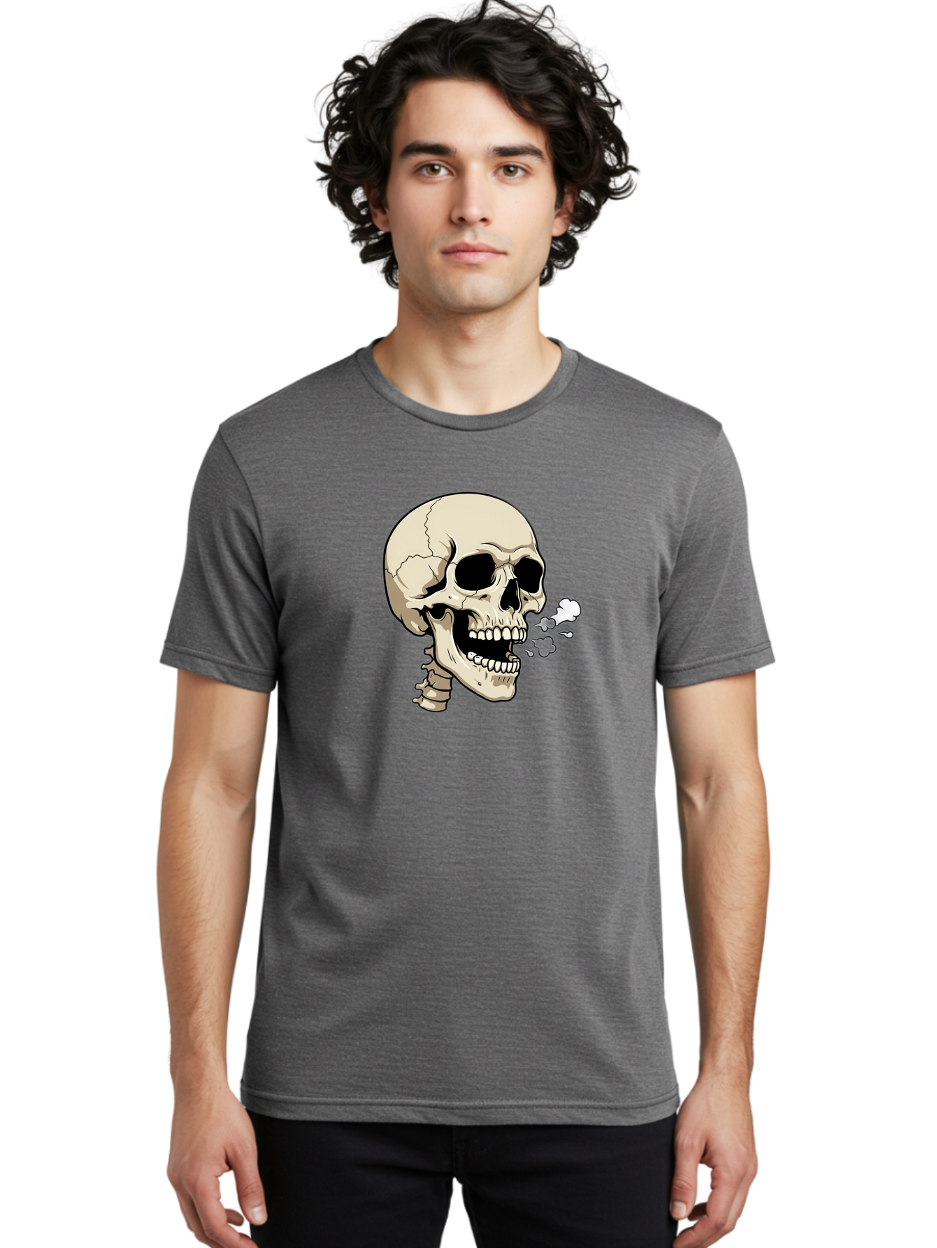 Smoking-Skull Men'S Graphic Tee, 100% Cotton, Comfortable Casual Summer Wear, Machine Washable, Skull Smoking Weed, Cannabis Culture, Humorous Illustration, Edgy Art, Smoking Skull, Weed Culture, Cartoon Skull Bad650 22