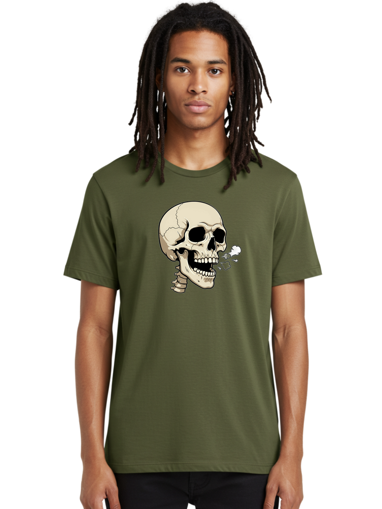 Smoking-Skull Men'S Graphic Tee, 100% Cotton, Comfortable Casual Summer Wear, Machine Washable, Skull Smoking Weed, Cannabis Culture, Humorous Illustration, Edgy Art, Smoking Skull, Weed Culture, Cartoon Skull Bad650 28