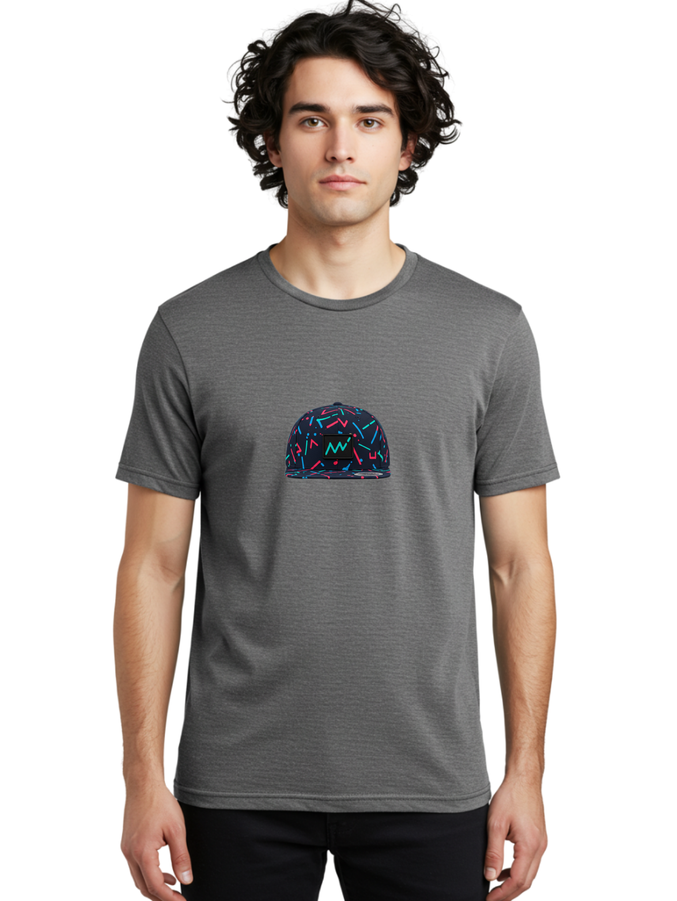 Snapback-Hat Men'S Graphic Tee, 100% Cotton, Comfortable Casual Summer Wear, Machine Washable, Nike Baseball Cap, Neon Lights Pattern, Pink And Blue Accents, Modern Fashion, Streetwear Style, Trendy Accessories, Sporty Chic, Vibrant Colors, Bad653 16