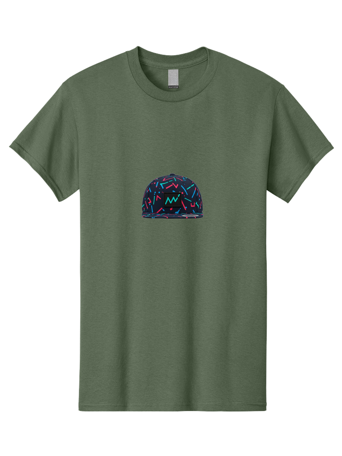 Snapback-Hat Men'S Graphic Tee, 100% Cotton, Comfortable Casual Summer Wear, Machine Washable, Nike Baseball Cap, Neon Lights Pattern, Pink And Blue Accents, Modern Fashion, Streetwear Style, Trendy Accessories, Sporty Chic, Vibrant Colors, Bad653 3