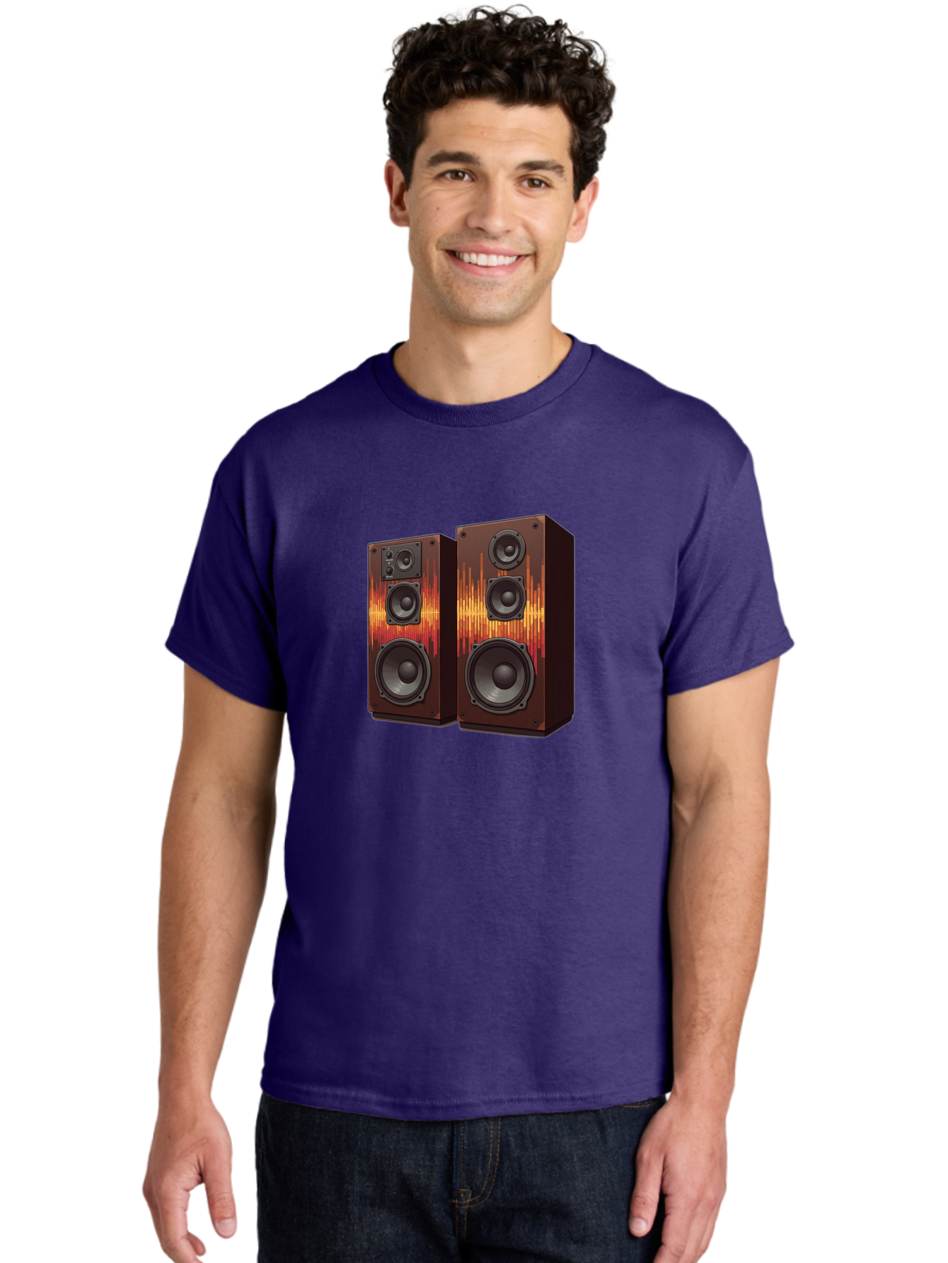 Sound-Wave-Speakers Men'S Graphic Tee, 100% Cotton, Comfortable Casual Summer Wear, Machine Washable, High-Quality Speakers, Home Audio System, Sound Wave Design, Speaker Cabinets, Audio Equipment, Music Lovers, Sound Technology, Bad656 23