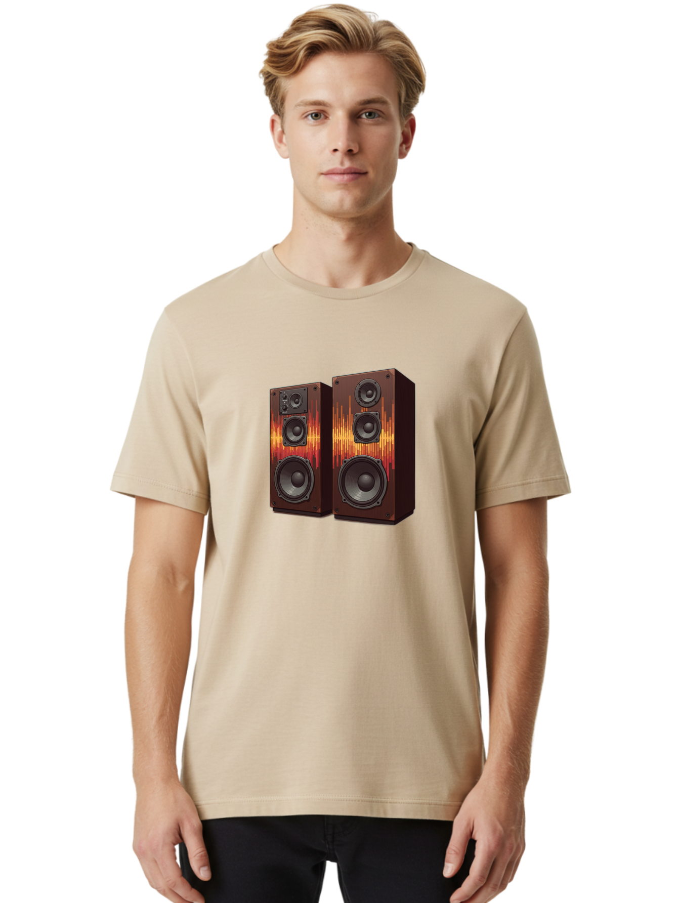 Sound-Wave-Speakers Men'S Graphic Tee, 100% Cotton, Comfortable Casual Summer Wear, Machine Washable, High-Quality Speakers, Home Audio System, Sound Wave Design, Speaker Cabinets, Audio Equipment, Music Lovers, Sound Technology, Bad656 24