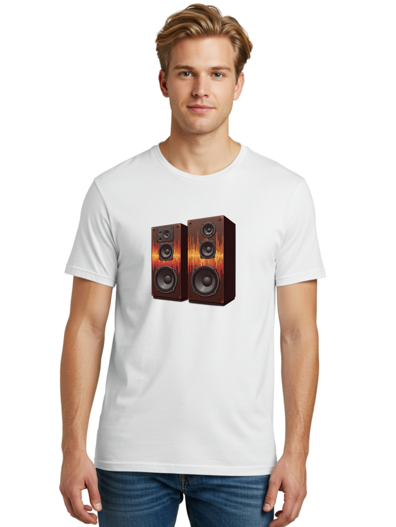 Sound-Wave-Speakers Men'S Graphic Tee, 100% Cotton, Comfortable Casual Summer Wear, Machine Washable, High-Quality Speakers, Home Audio System, Sound Wave Design, Speaker Cabinets, Audio Equipment, Music Lovers, Sound Technology, Bad656 19