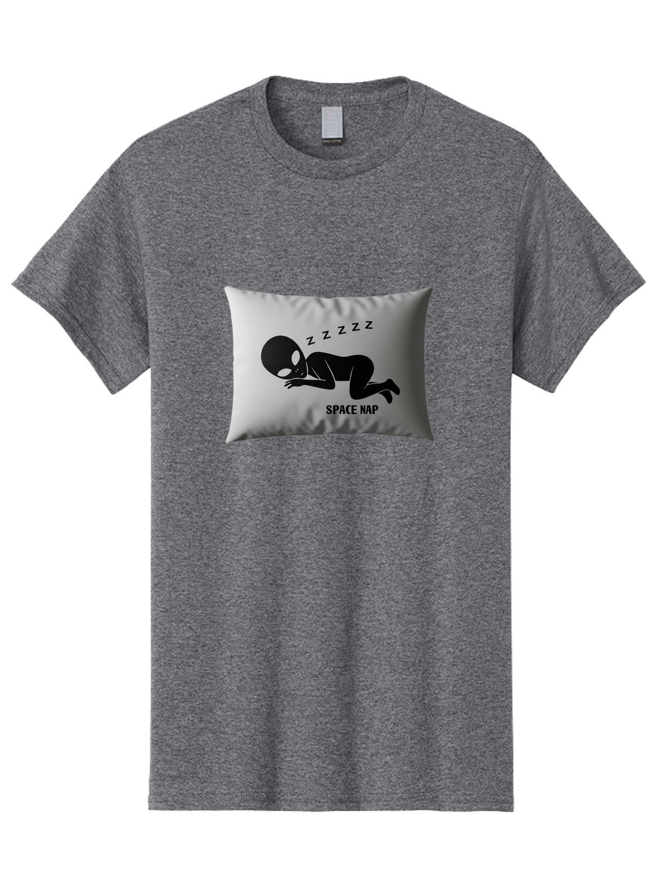 Space-Nap-3 Men'S Graphic Tee, 100% Cotton, Comfortable Casual Summer Wear, Machine Washable, Sleeping Alien, Pillow Design, Funny Gift, Alien Graphic, Space Humor, Zzz Symbol, Funny Pillow, Extraterrestrial Bad668 8
