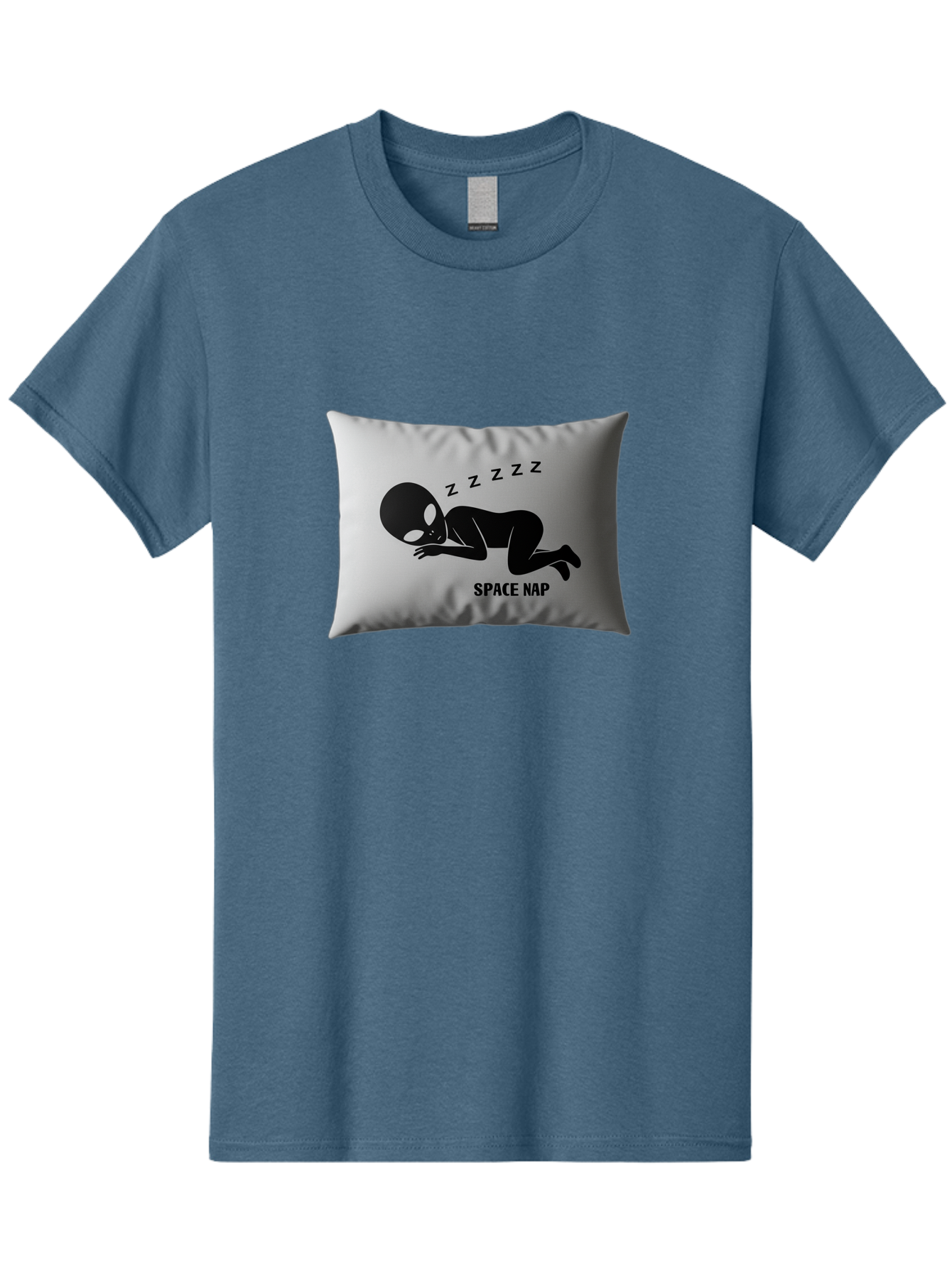 Space-Nap-3 Men'S Graphic Tee, 100% Cotton, Comfortable Casual Summer Wear, Machine Washable, Sleeping Alien, Pillow Design, Funny Gift, Alien Graphic, Space Humor, Zzz Symbol, Funny Pillow, Extraterrestrial Bad668 2
