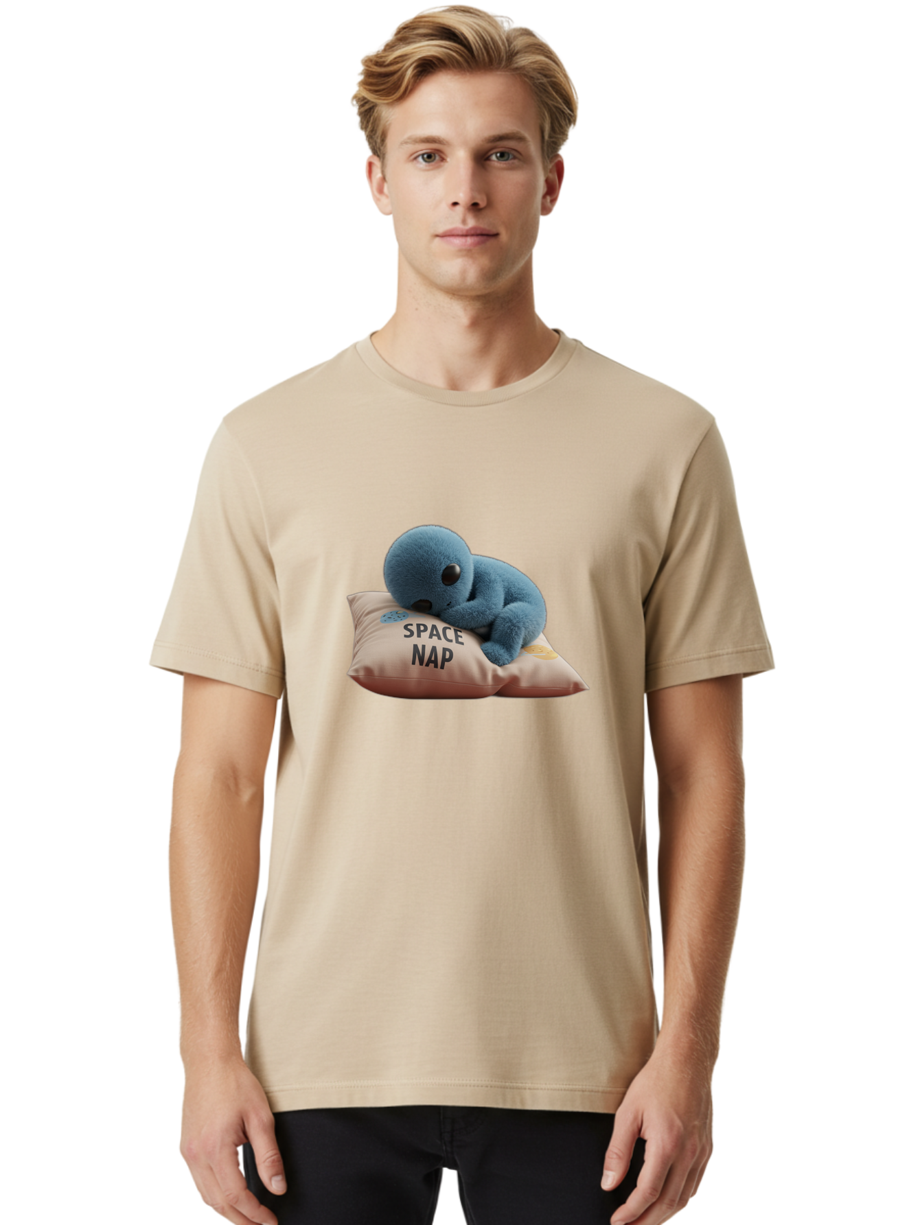 Space-Nap-4 Men'S Graphic Tee, 100% Cotton, Comfortable Casual Summer Wear, Machine Washable, Stuffed Alien, Space Nap, Sleeping On Pillow, Cute Plush Toy, Funny Meme, Cartoon Character, Adorable Creature, Resting In Space, Soft And Cuddly, Bad669 26