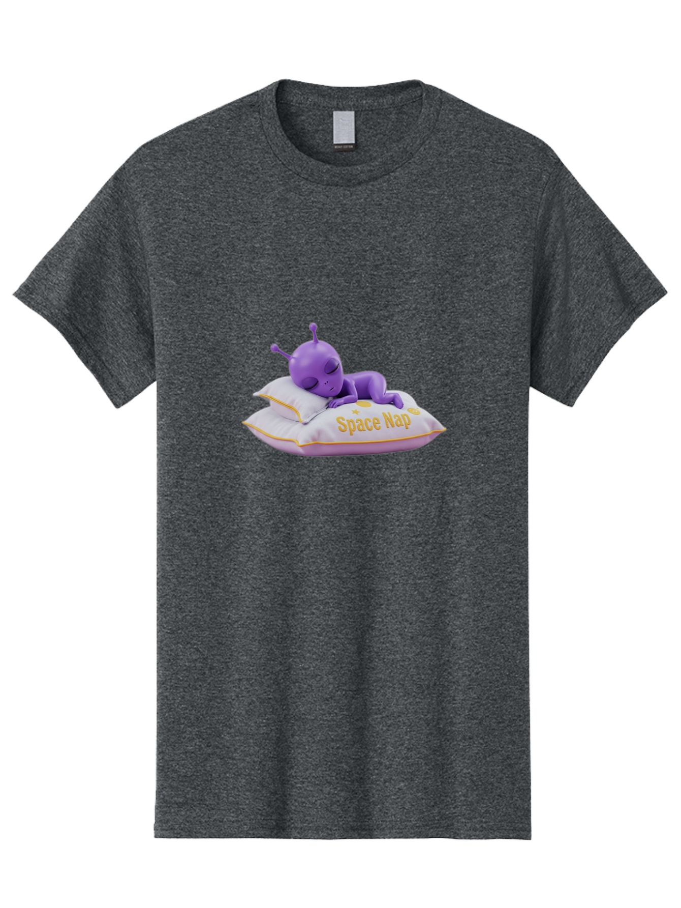 Space-Nap Men'S Graphic Tee, 100% Cotton, Comfortable Casual Summer Wear, Machine Washable, Purple Alien Sleeping On Pillow, Space Nap, Cartoon Character, 3D Illustration, Funny Alien, Resting In Space, Cute Extraterrestrial, Bad673 5